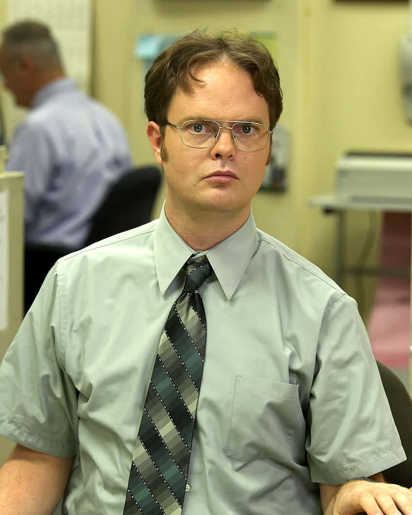 Dwight Schrute, glasses, striped tie, SD Phone Wallpaper