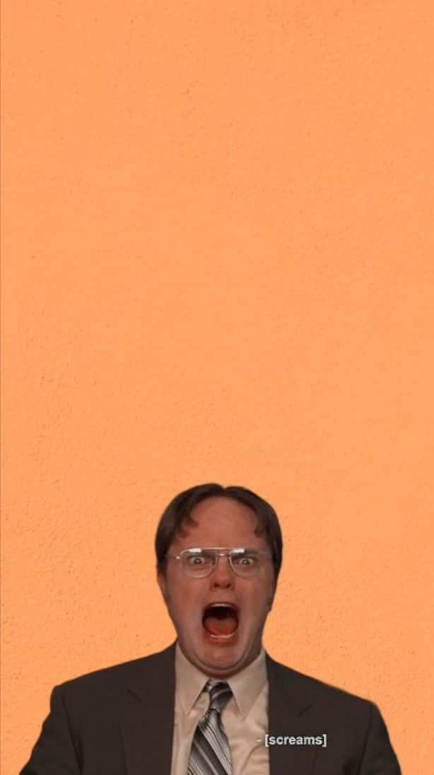 Dwight Schrute, solid orange textured background, screams, SD Phone Wallpaper