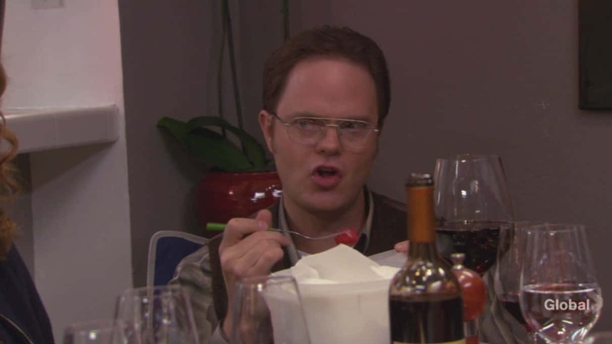 Dwight Schrute, glasses, dinner table, SD Desktop Wallpaper