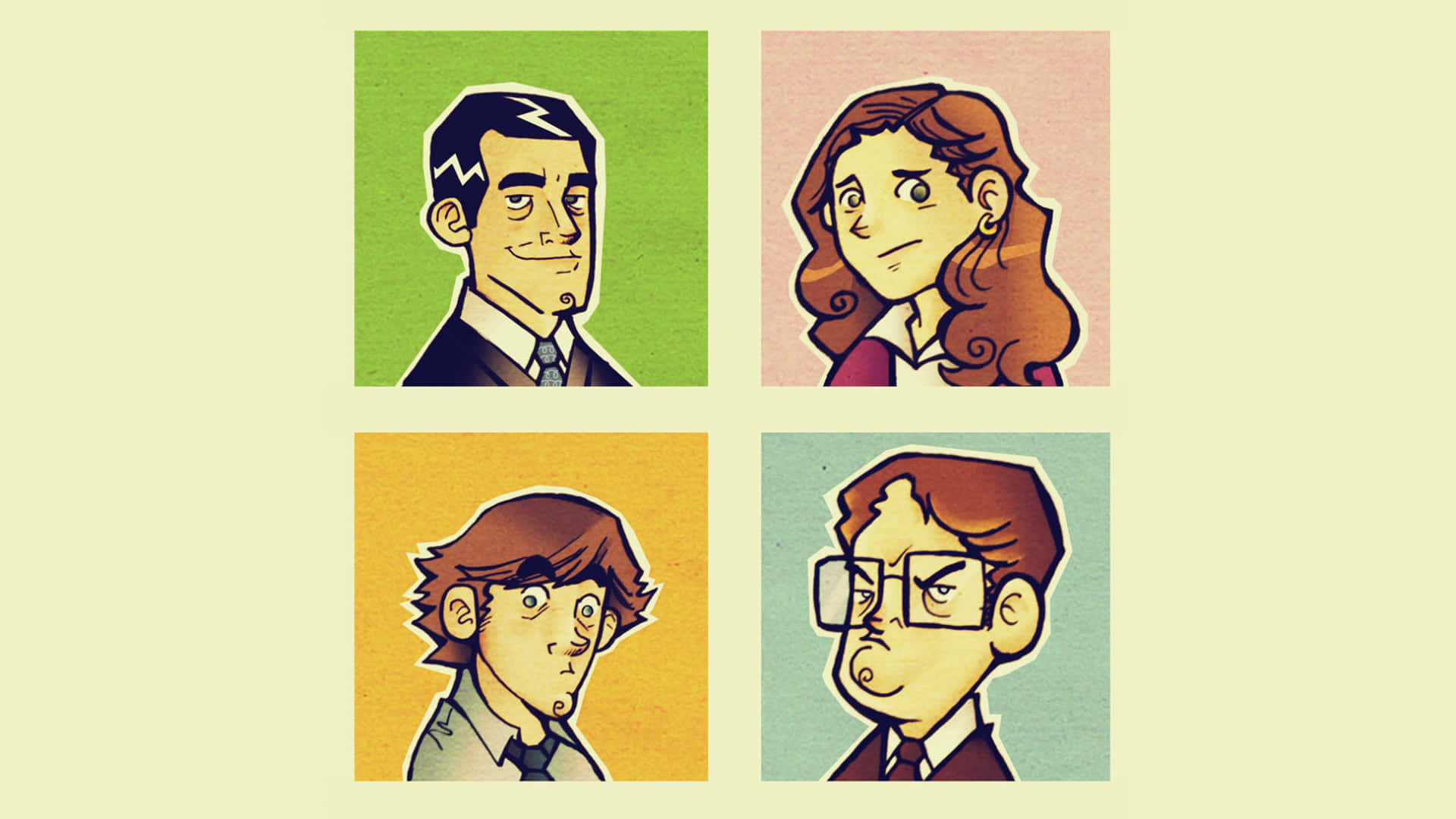 Dwight Schrute, stylized illustrated characters, colored backgrounds, Full HD Desktop Wallpaper