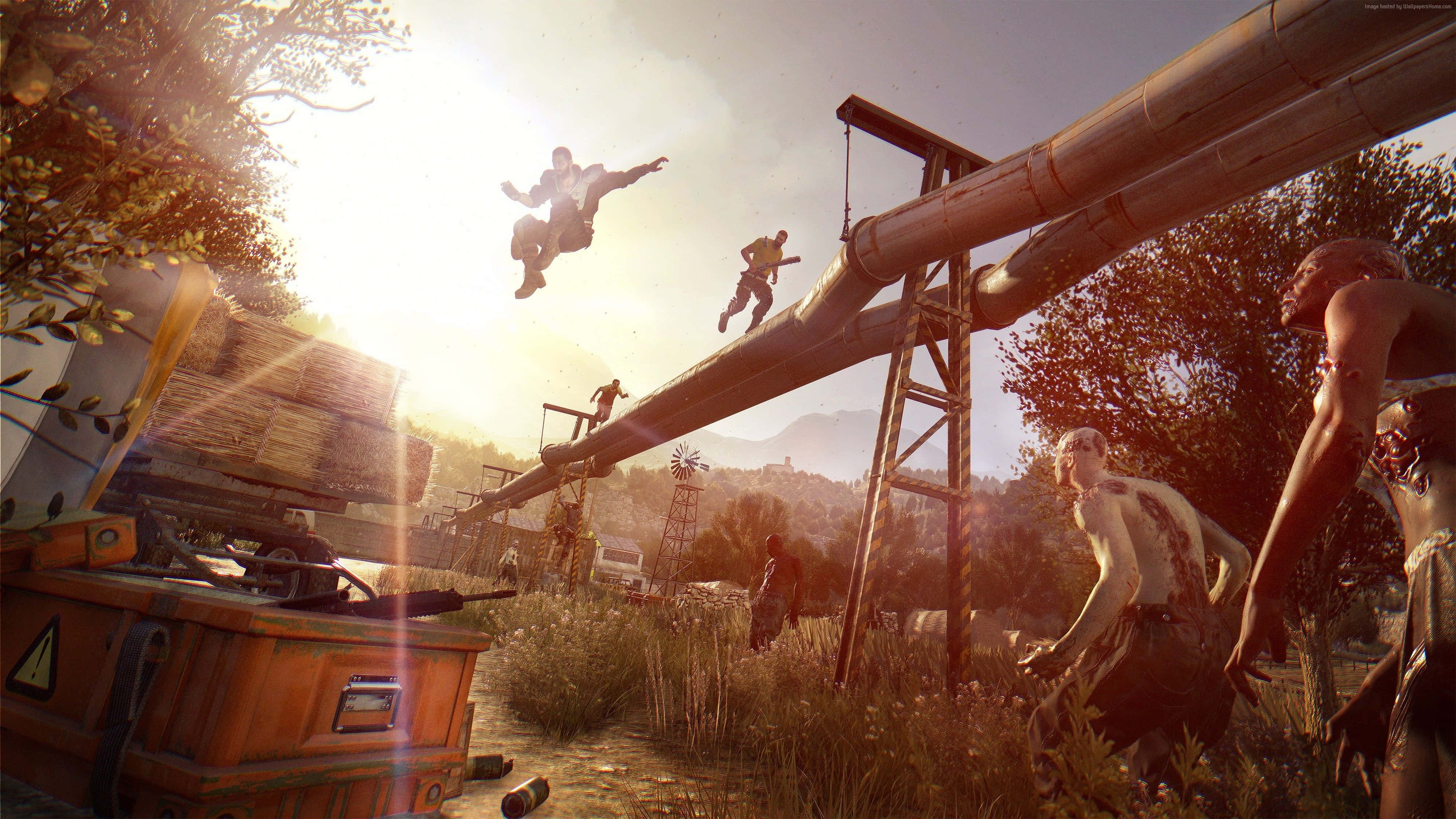 Dying Light 4K, rusty pipe, zombies, 4K Desktop Wallpaper
