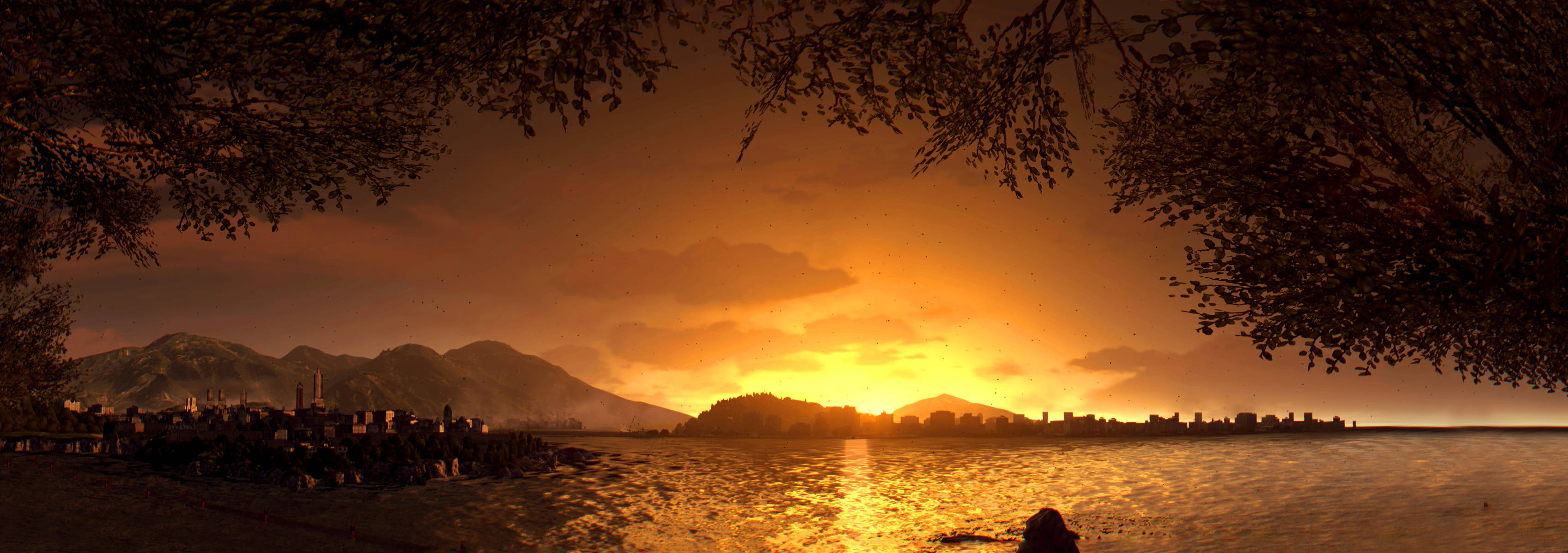Dying Light, sunset, lake, 2K Desktop Wallpaper