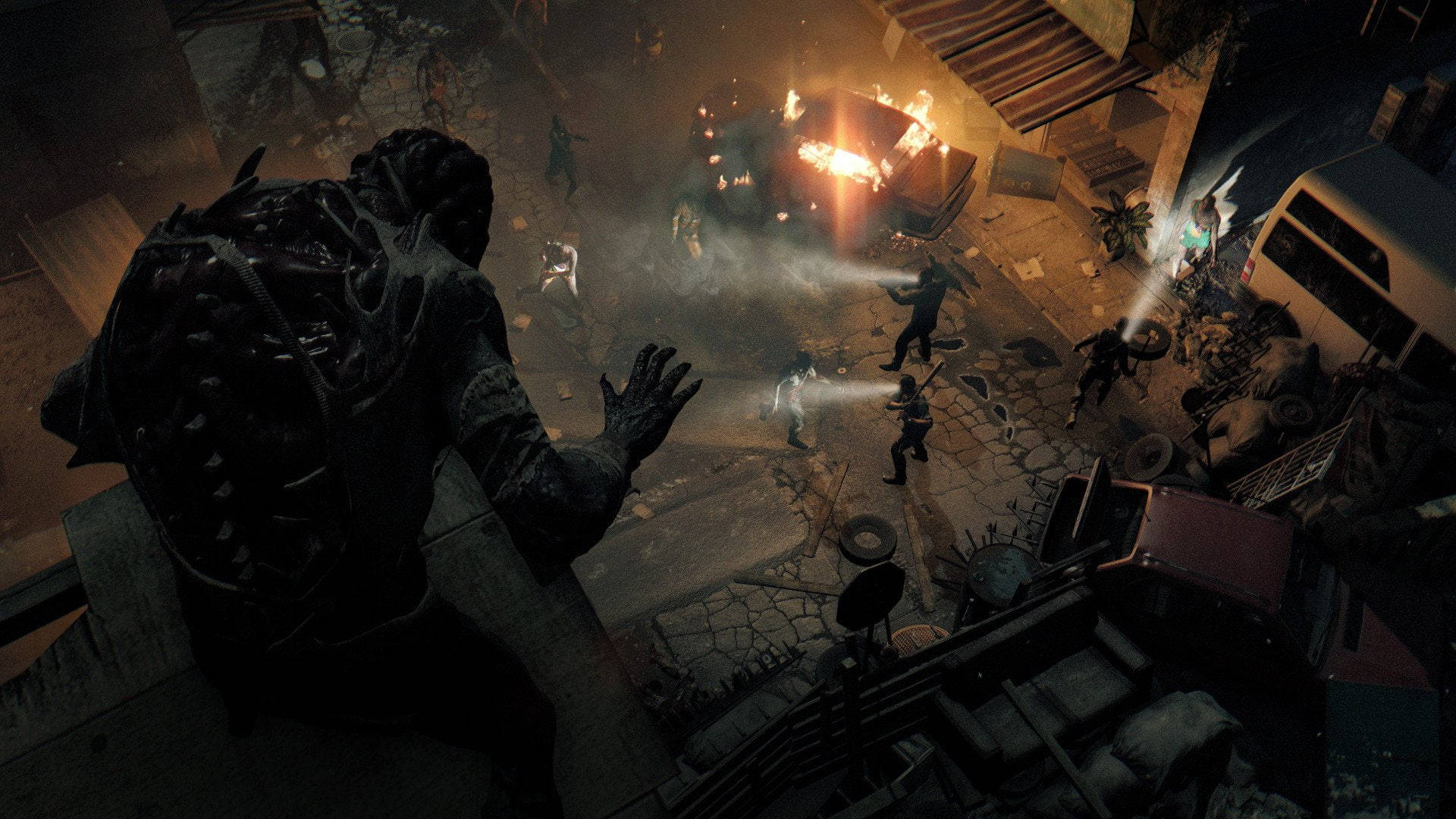 Dying Light, zombie ambush, chaotic street battle, Full HD Desktop Wallpaper
