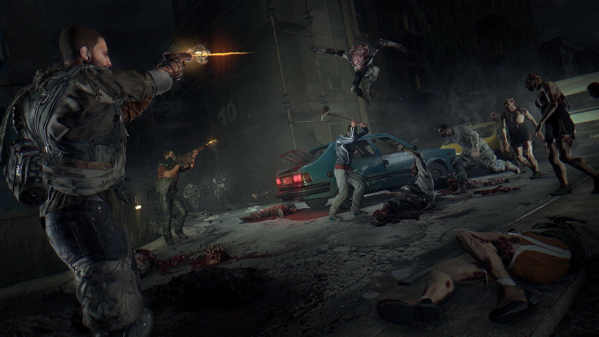 Dying Light, zombies, nighttime urban street, Full HD Desktop Wallpaper