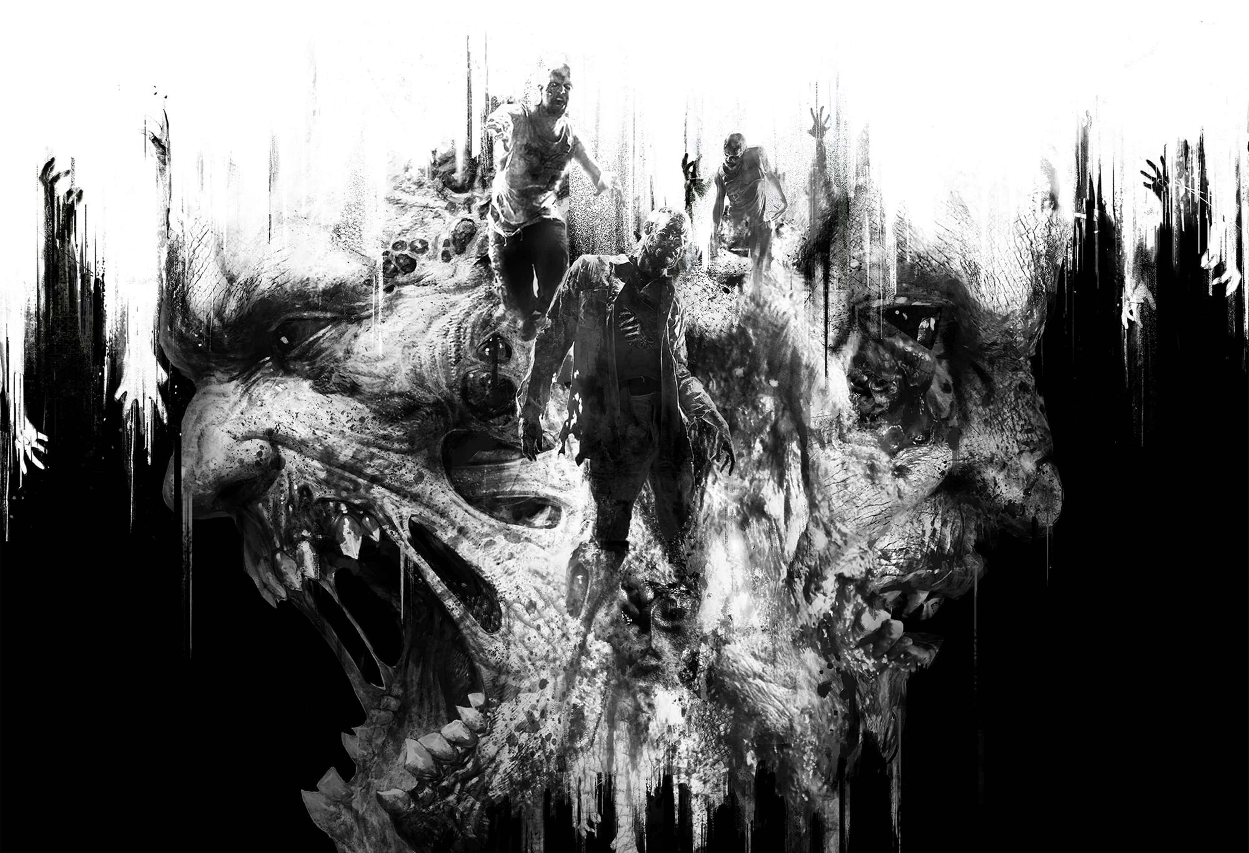 Dying Light, 4K, black and white illustration, 4K Desktop Wallpaper