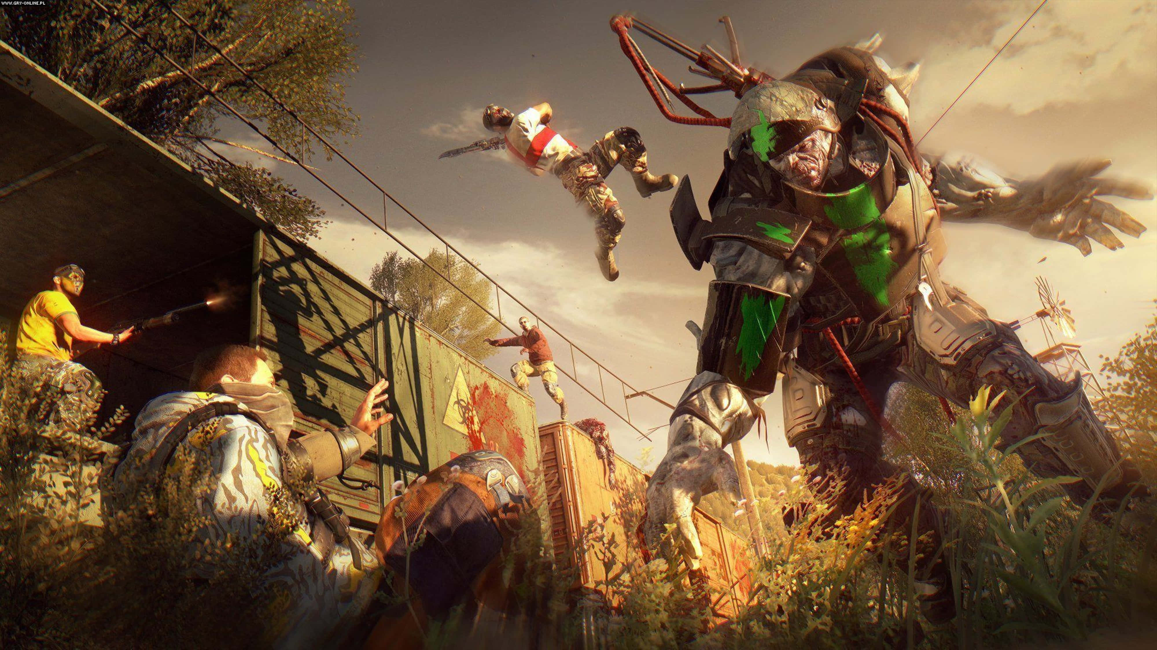 Dying Light, biomechanical monster, glowing green accents, 4K Desktop Wallpaper