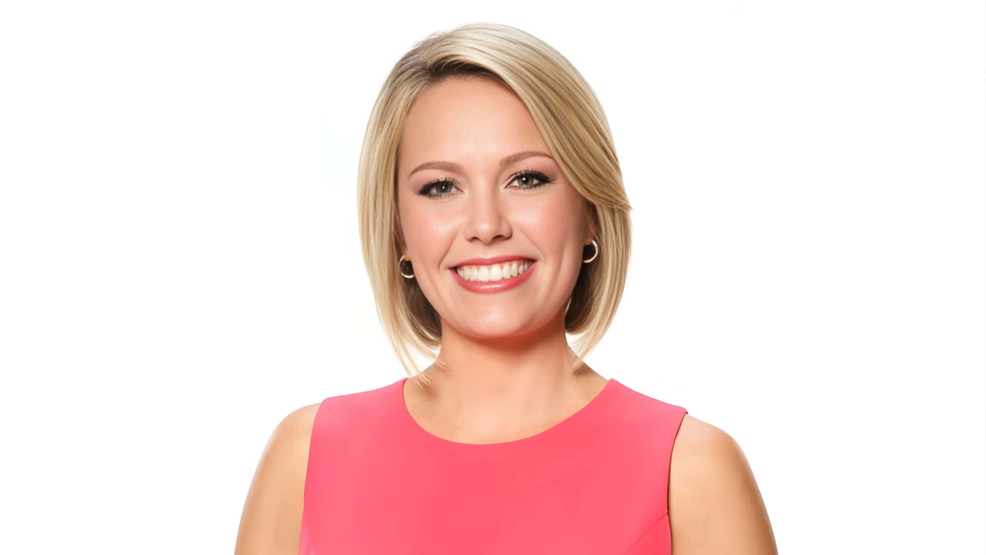 Dylan Dreyer, coral pink, sleeveless top, Full HD Desktop Wallpaper