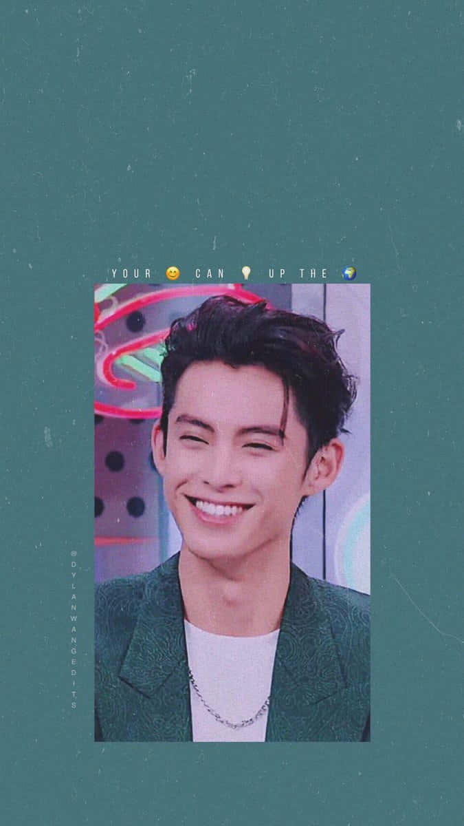 Dylan Wang, green textured blazer, teal background, SD Phone Wallpaper