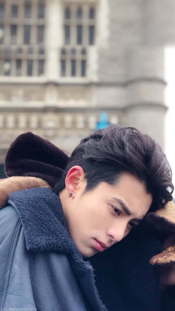 Dylan Wang, dark hair, cross earring, SD Phone Wallpaper