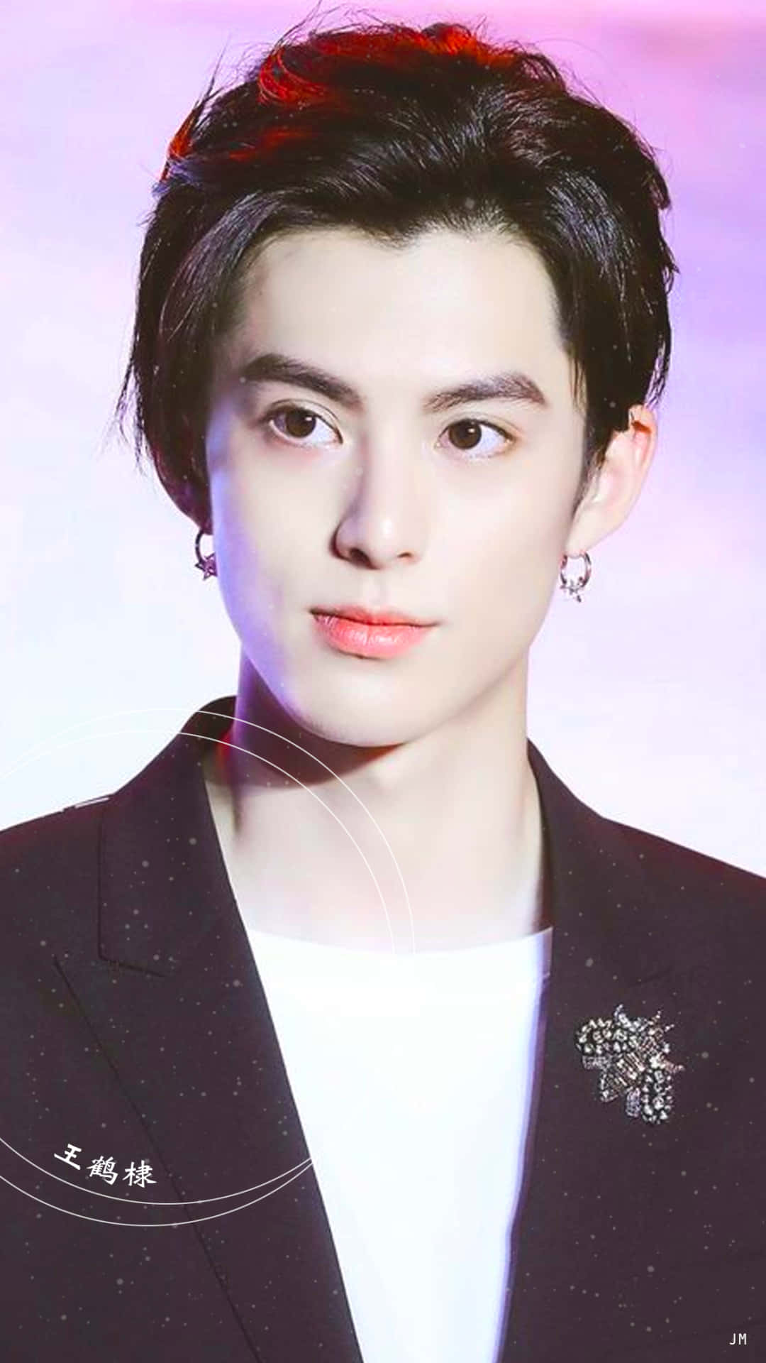 Dylan Wang, black blazer, sparkling brooch, Full HD Phone Wallpaper