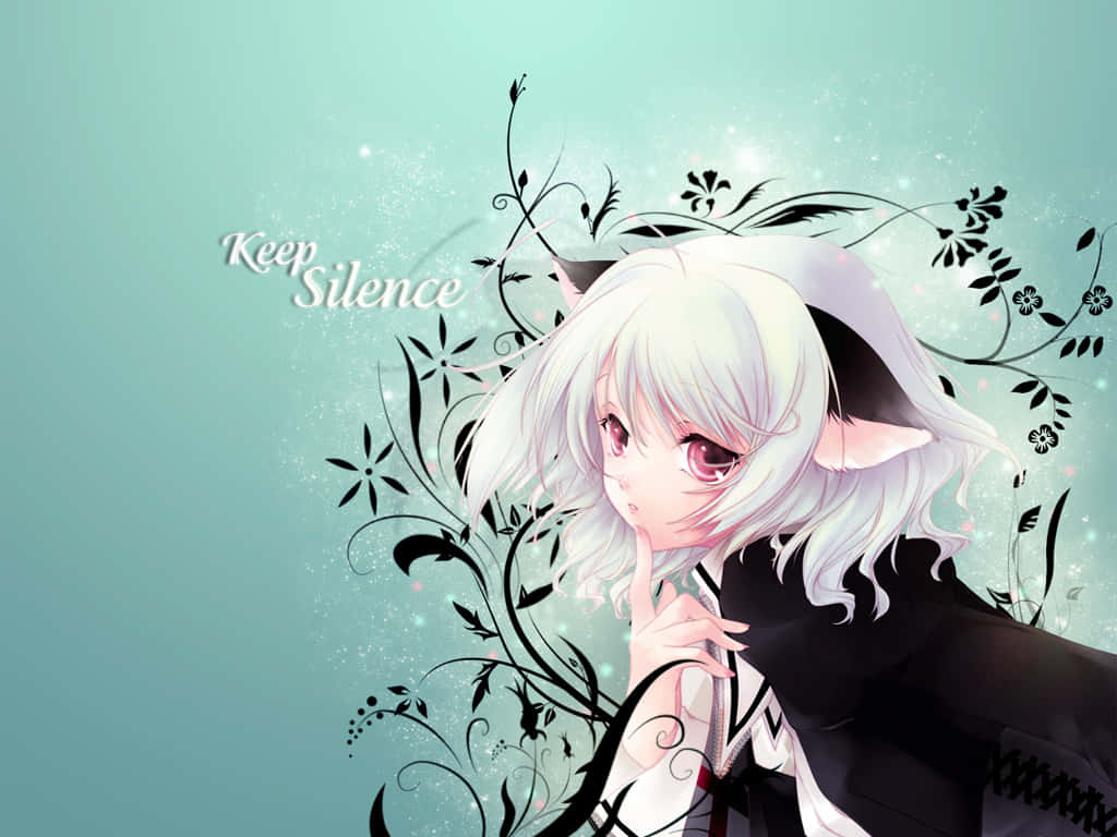 Dynamic Anime, neko girl, white hair, SD Desktop Wallpaper