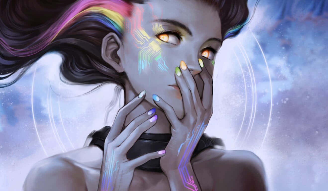 Dynamic Anime, cyborg girl, glowing eyes, HD Desktop Wallpaper
