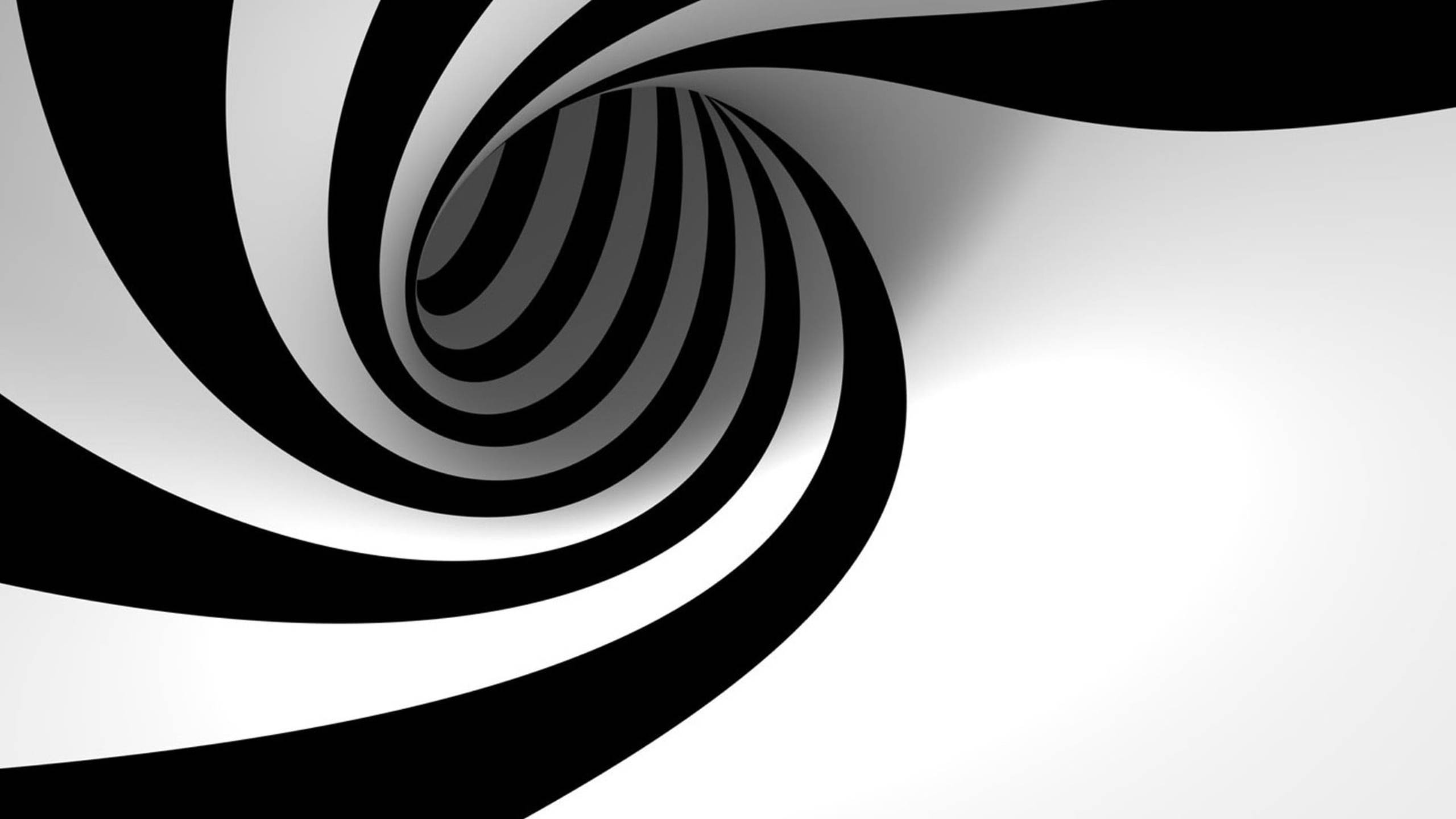 Dynamic, black white helix, black and white spiral tunnel, 2K Desktop Wallpaper