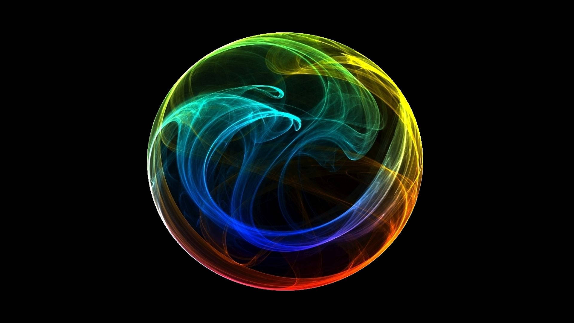 black, dynamic, rainbow sphere, Full HD Desktop Wallpaper