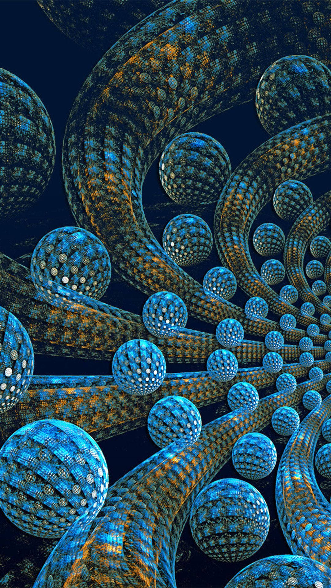 Dynamic, blue fractal orbs, glowing blue spheres, Full HD Phone Wallpaper