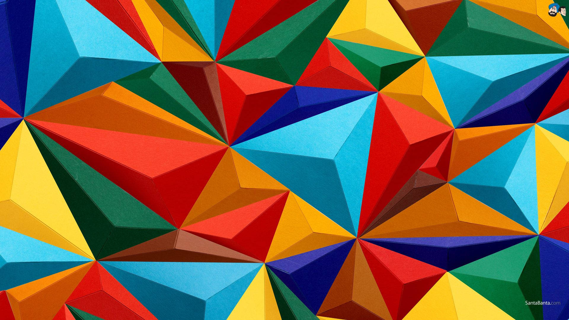 3D Dynamic Colorful Pyramids Pattern, vibrant geometric triangles, bold colors, Full HD Desktop Wallpaper