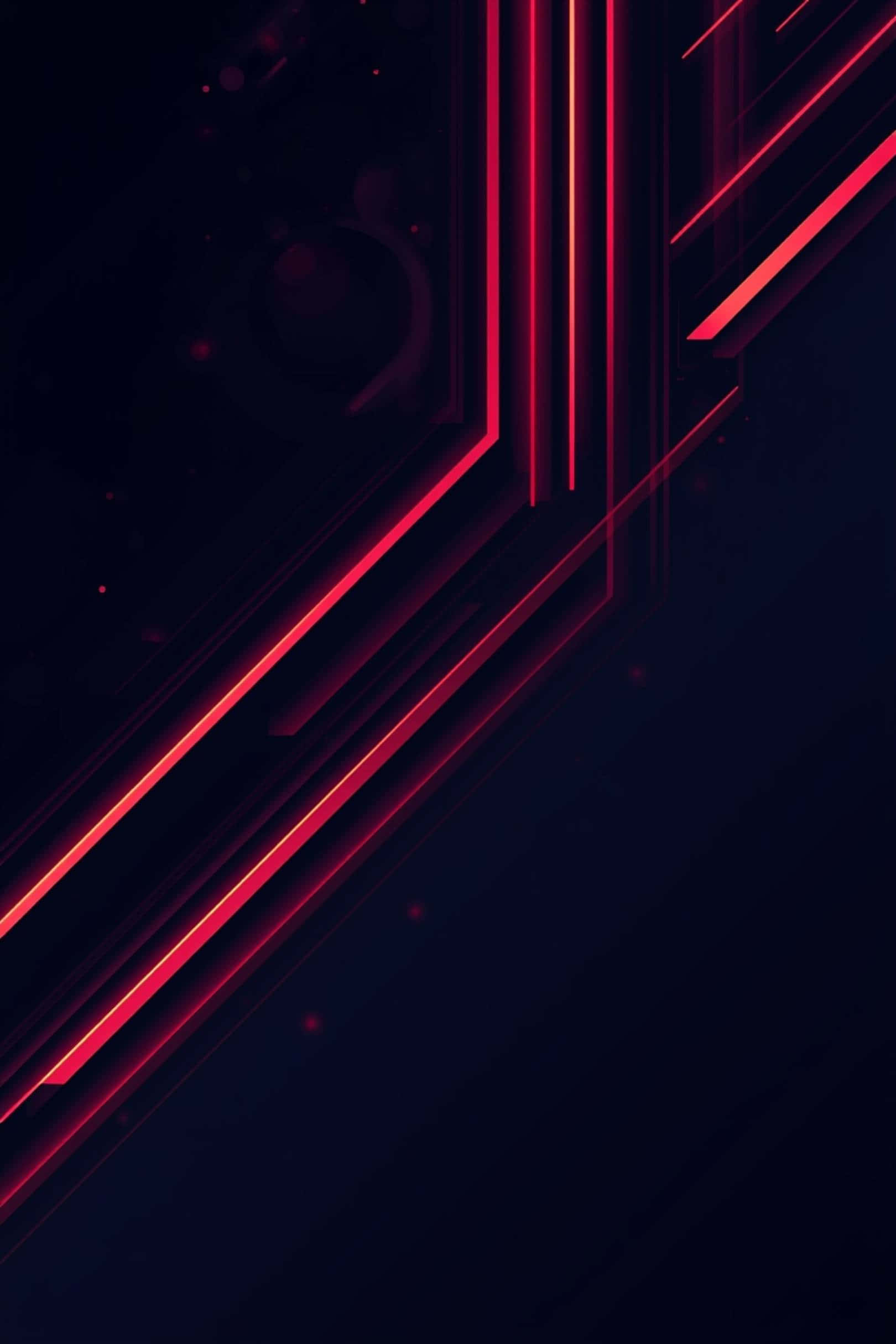 vibrant red neon lines, deep navy background, subtle glowing particles, Full HD Phone Wallpaper