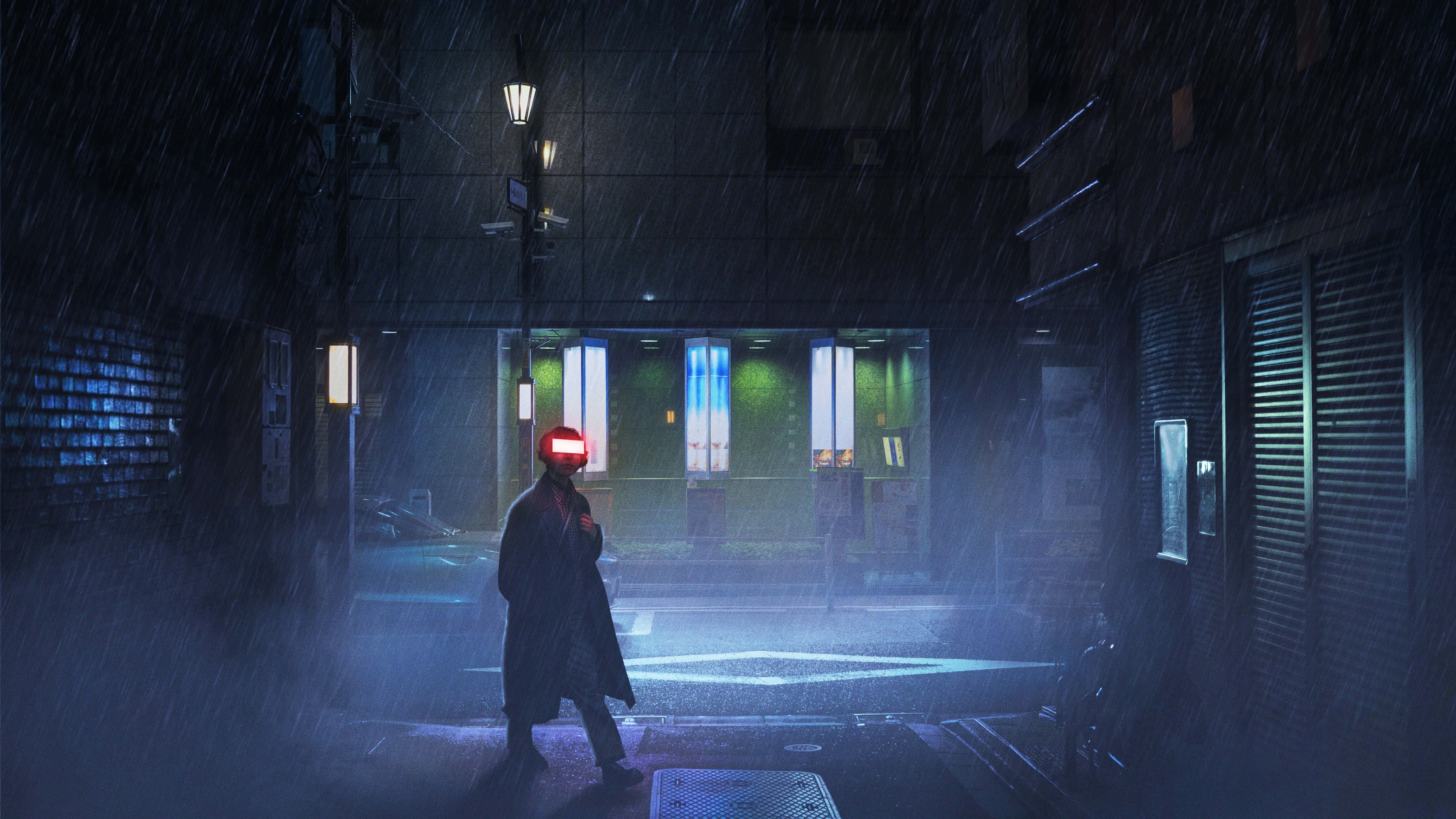 dystopian, night, rain, 5K Desktop Wallpaper