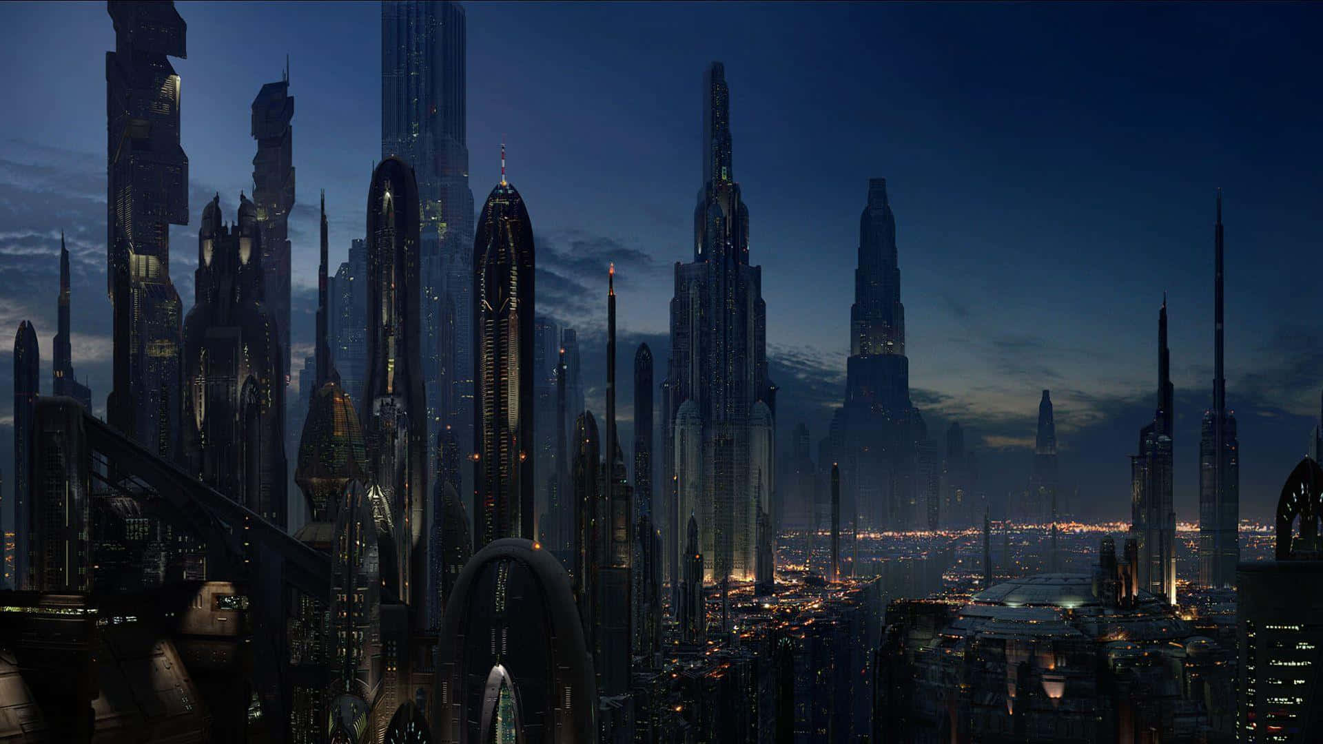Dystopian, cityscape, nighttime, Full HD Desktop Wallpaper