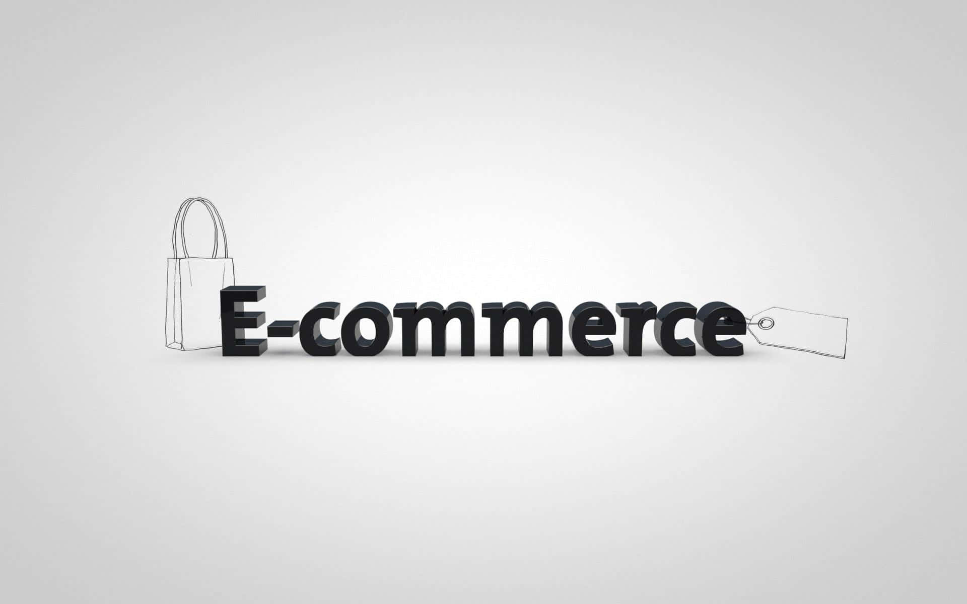 e commerce, 3d text, shopping bag, Full HD Desktop Wallpaper