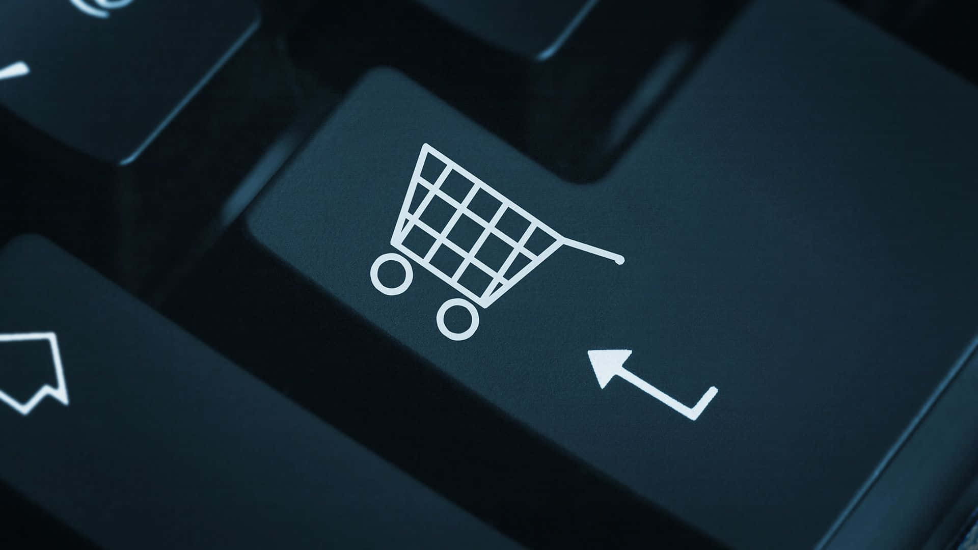 dark keyboard key, white shopping cart icon, arrow symbol, Full HD Desktop Wallpaper