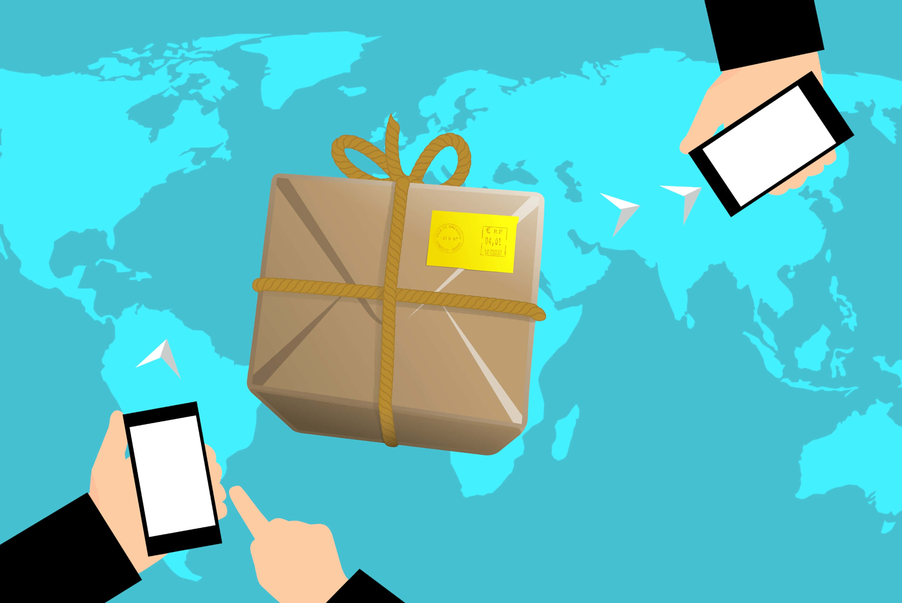 E-Commerce, brown parcel, rope, 2K Desktop Wallpaper