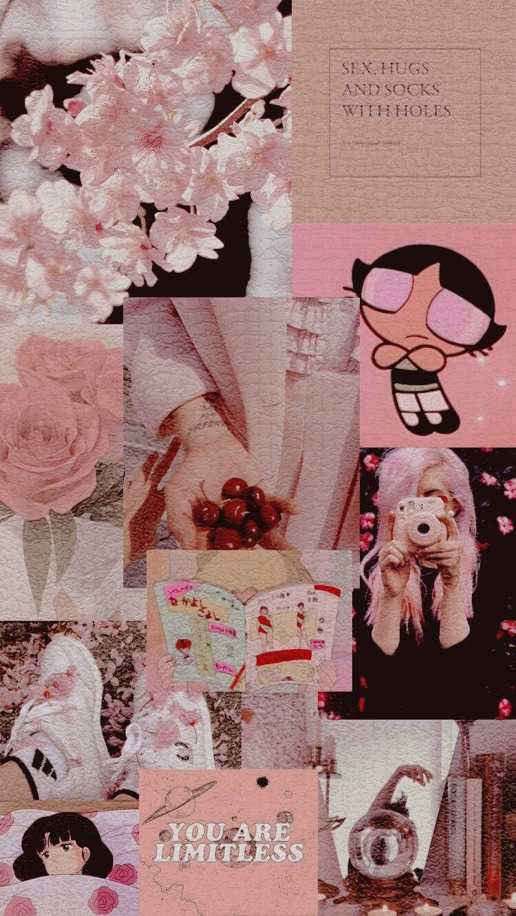 pink e girl aesthetic, cherry blossoms, anime characters, HD Phone Wallpaper