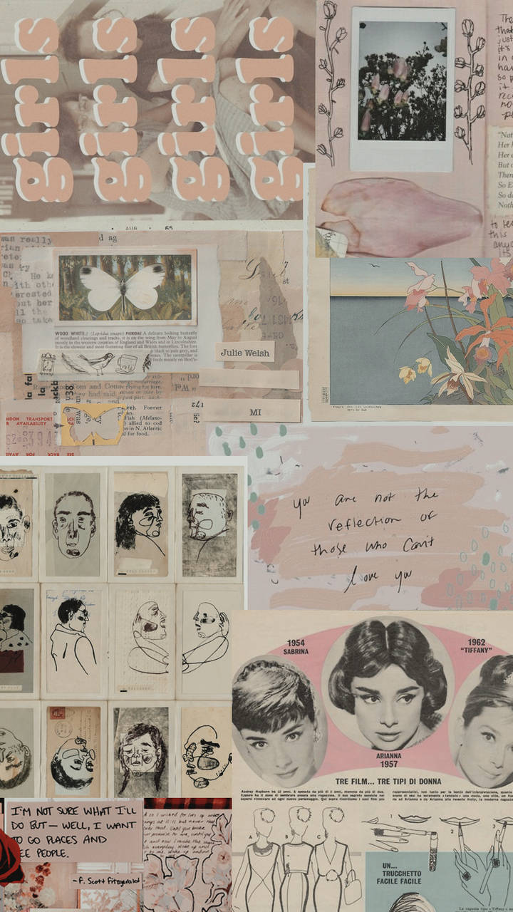 pastel colored, e girl aesthetic, vintage collage, HD Phone Wallpaper