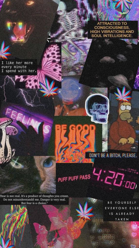 E Girl Aesthetic, black collage, neon colors, SD Phone Wallpaper