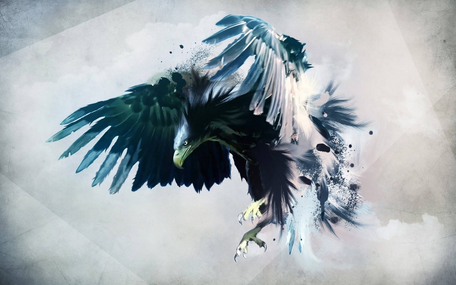 eagle, digital illustration, dark feathers, Full HD Desktop Wallpaper