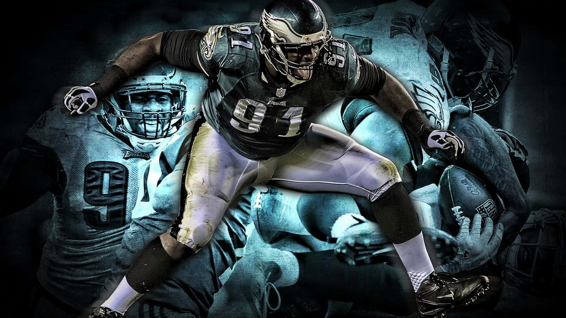Eagles Football, black and silver uniform, football player, Full HD Desktop Wallpaper