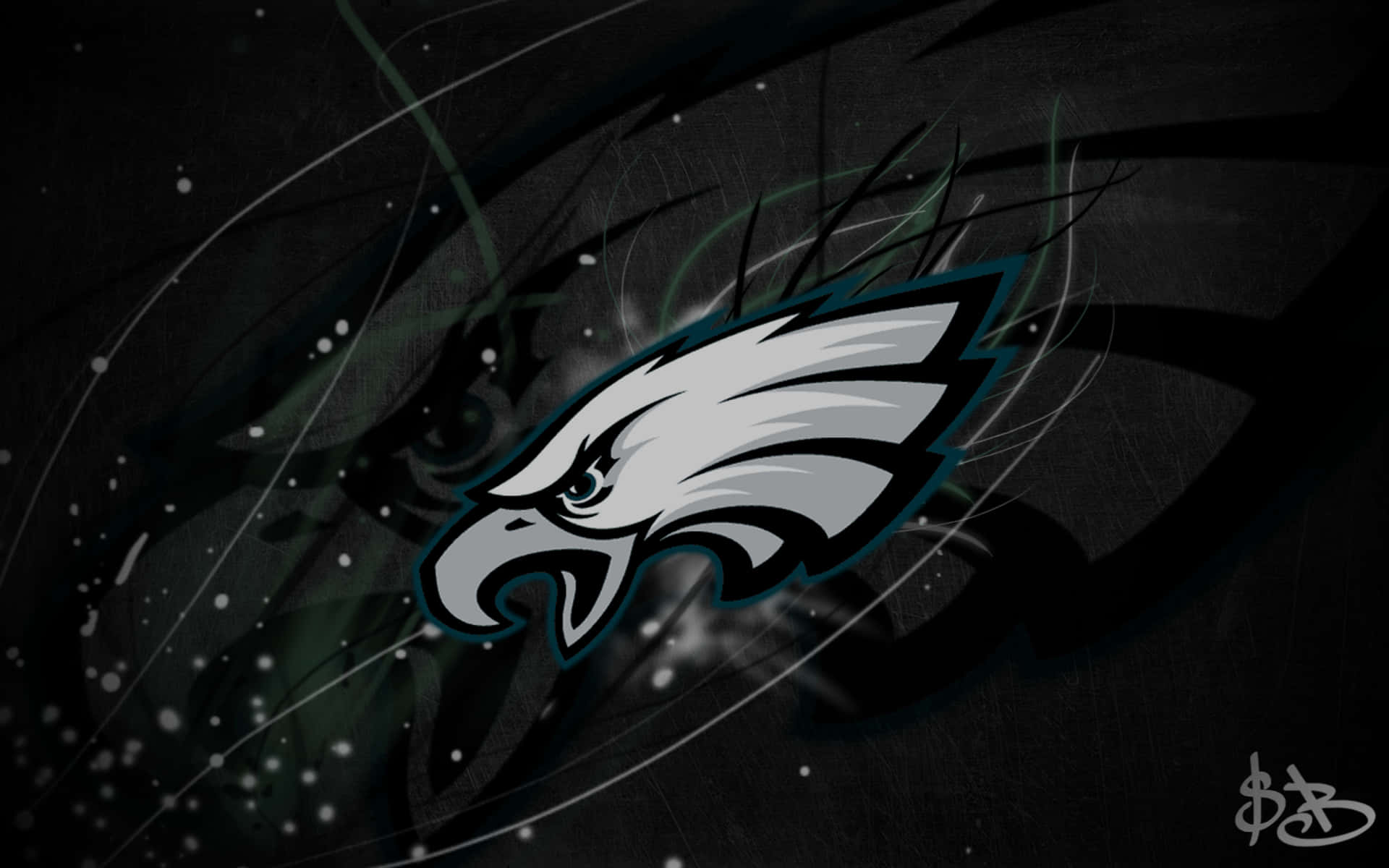 Eagles Football, eagle logo, white and teal feathers, Full HD Desktop Wallpaper