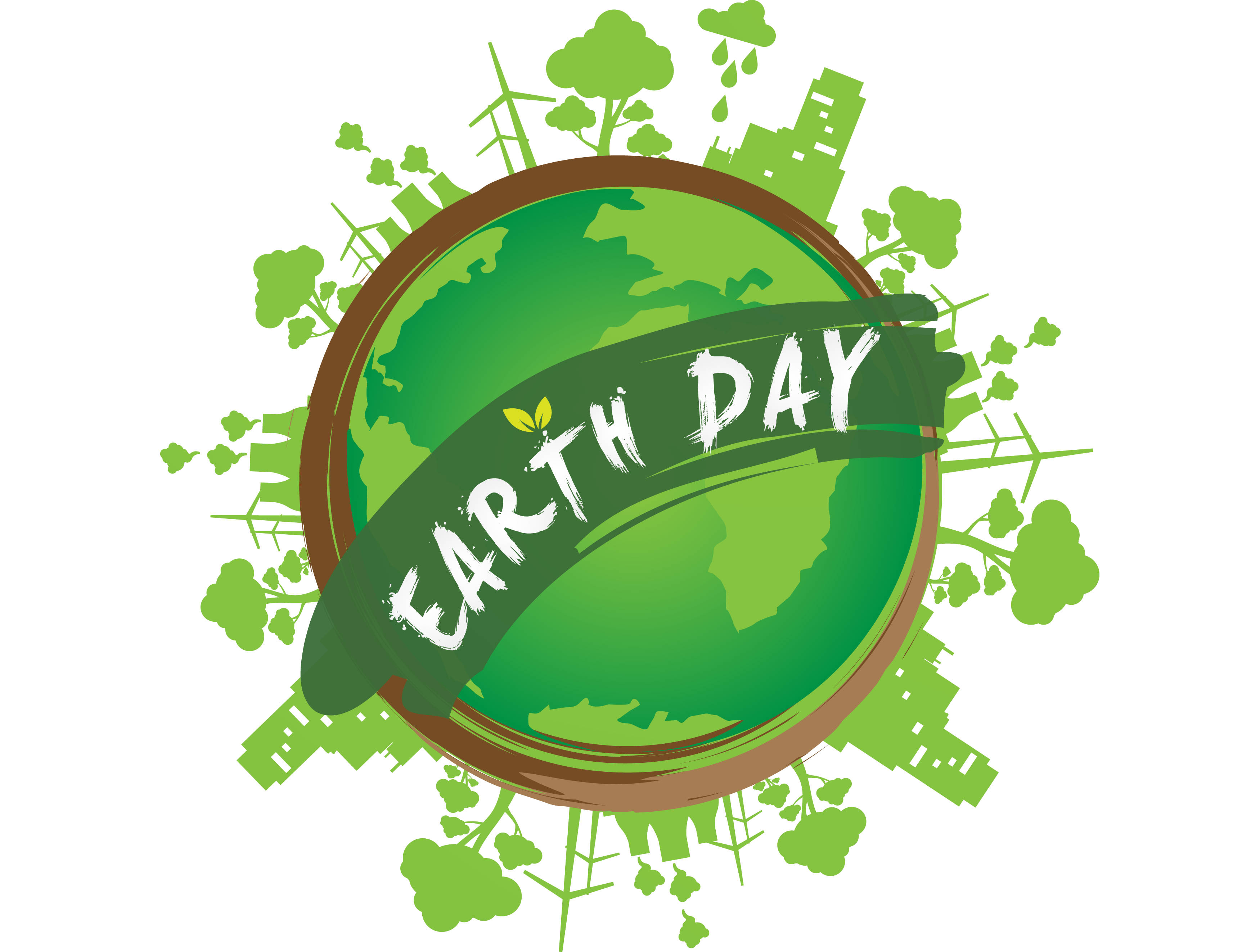 Earth Day, vibrant green Earth globe, Earth Day banner, 2K Desktop Wallpaper