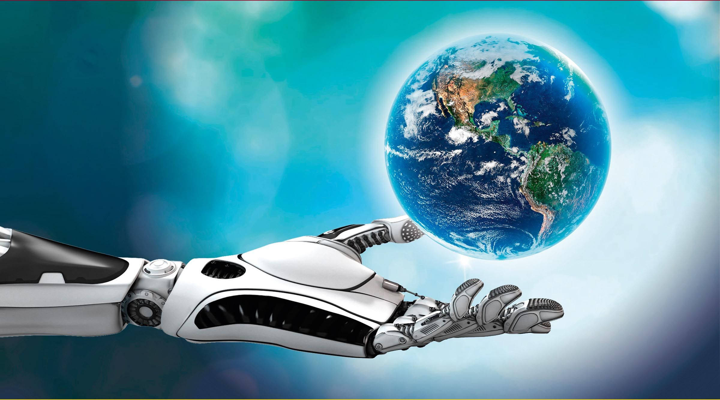 Earth Day, robot hand, Earth globe, Full HD Desktop Wallpaper