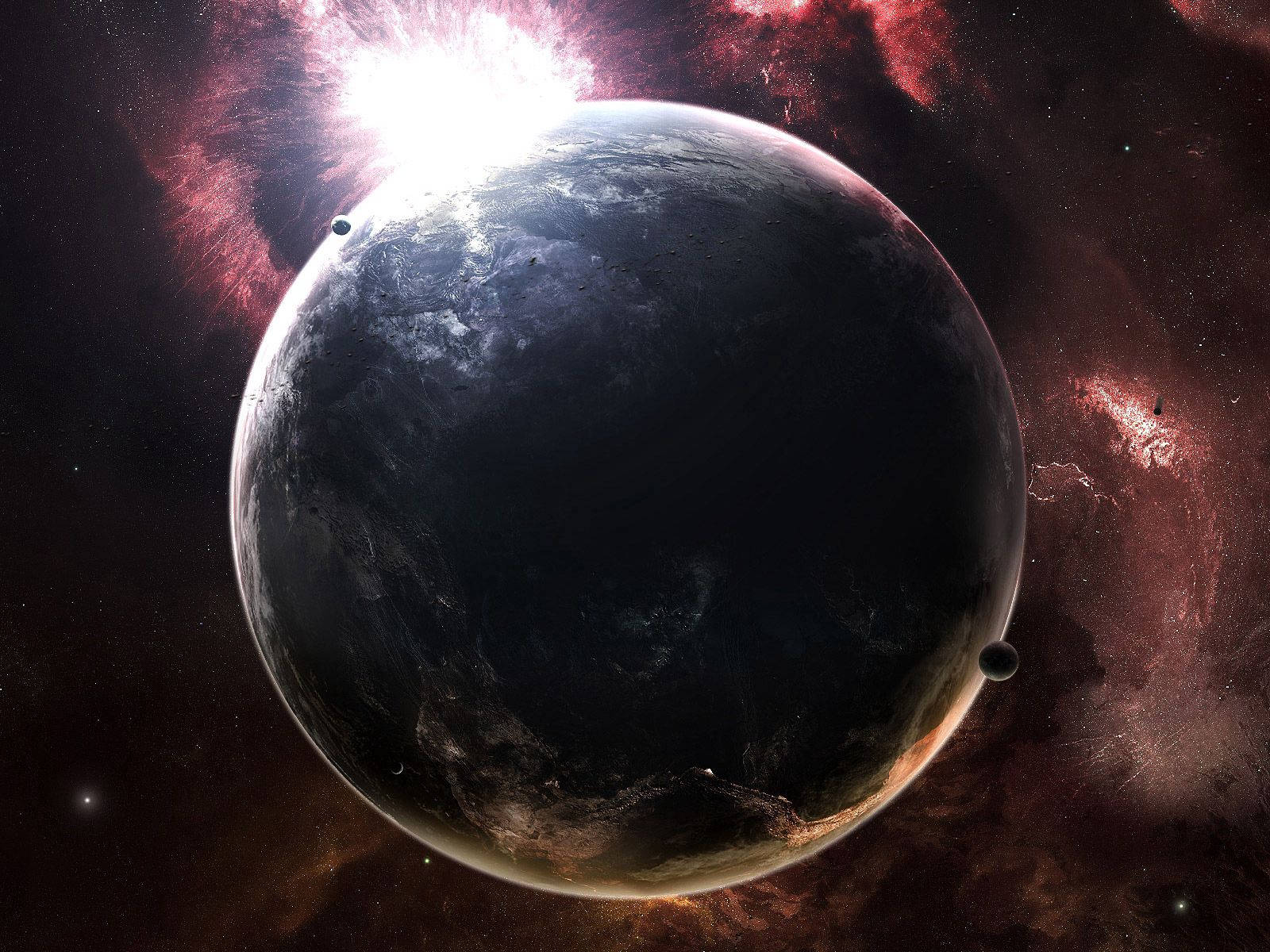 Earth, night, swirling clouds, HD Desktop Wallpaper