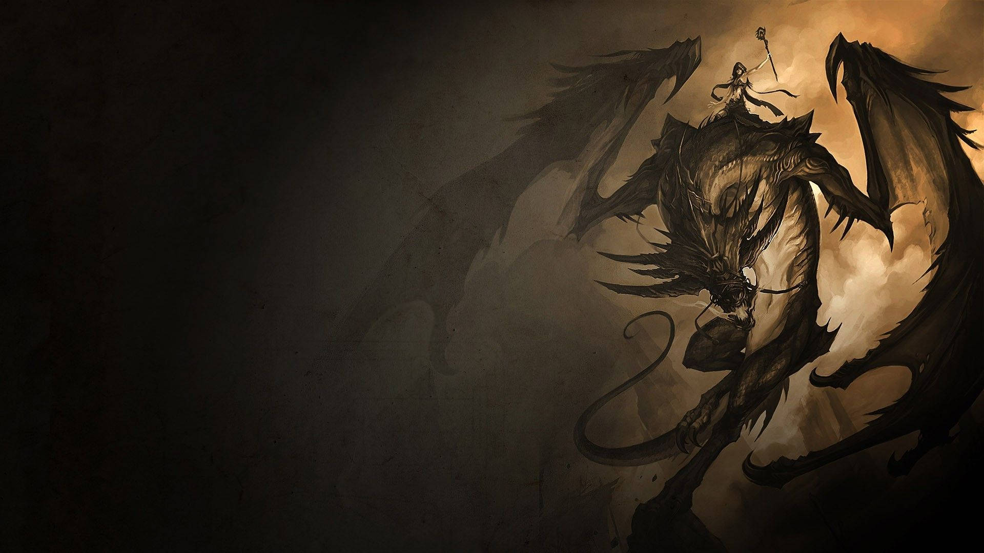 Thin Flying Earth Dragon, lone warrior, massive dragon, Full HD Desktop Wallpaper