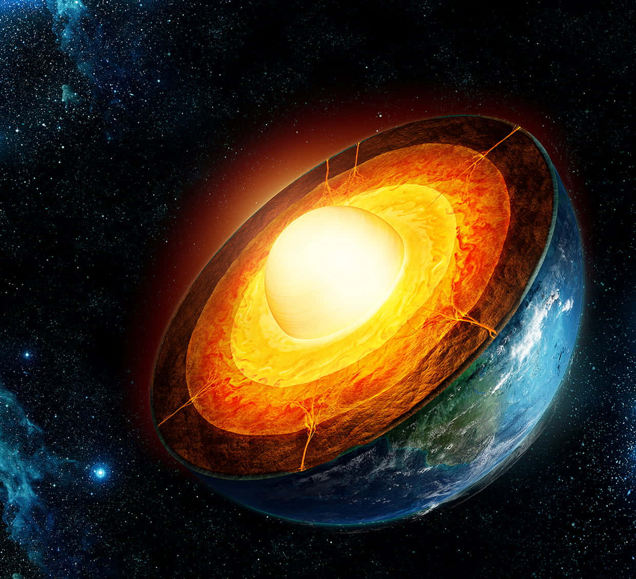 Earth, glowing core, mantle, SD Desktop Wallpaper