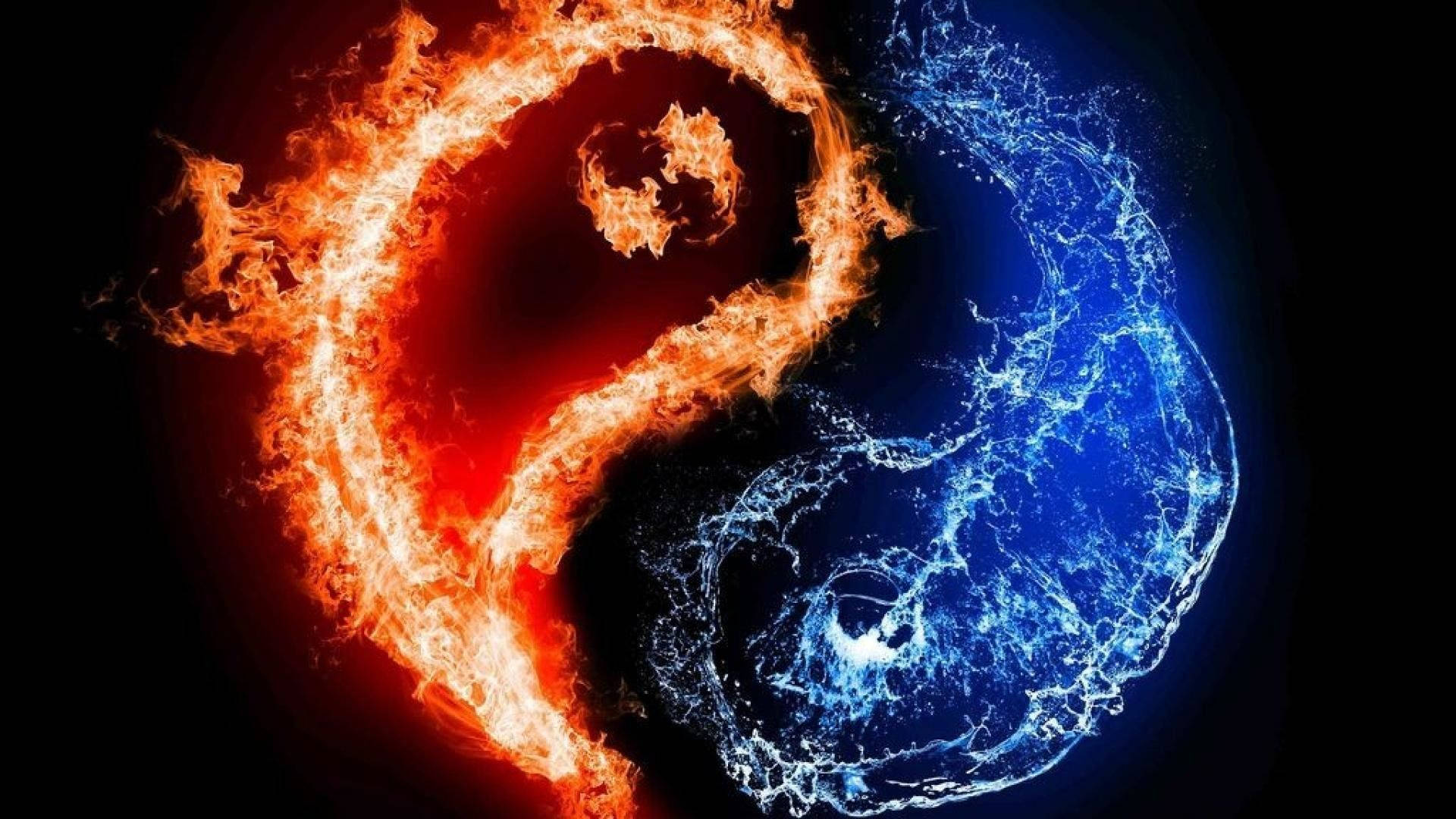 Earth Element, yin yang symbol, fiery red, Full HD Desktop Wallpaper