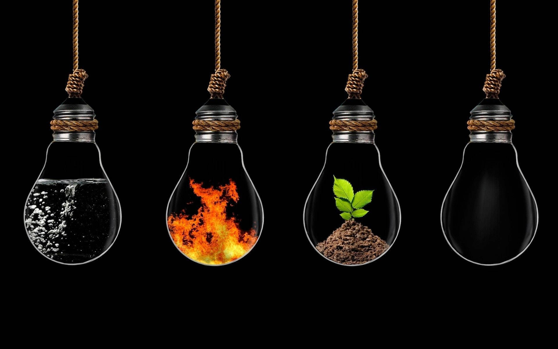 Earth Element, light bulb, water bubbles, Full HD Desktop Wallpaper