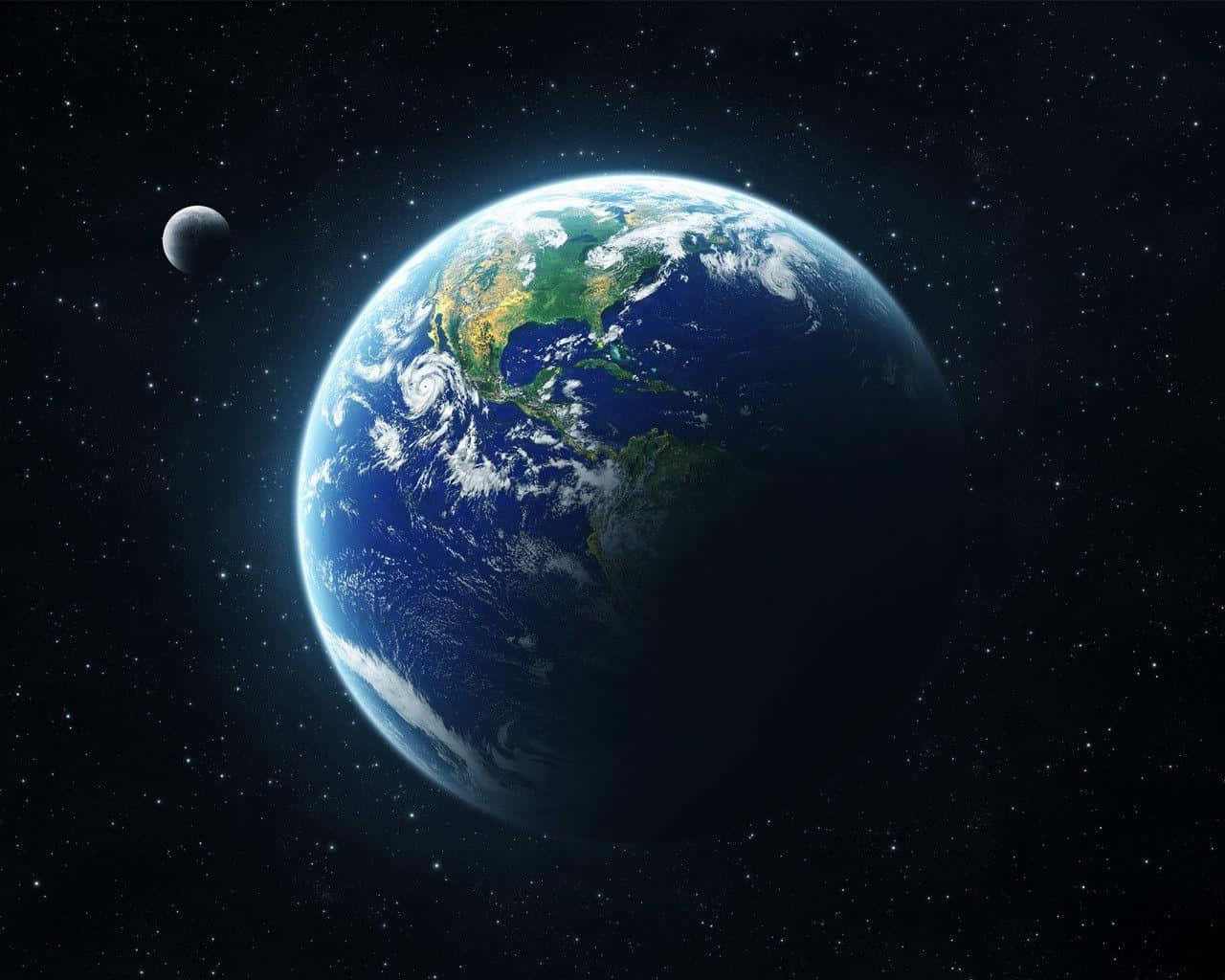 Earth, moon, stars, HD Desktop Wallpaper