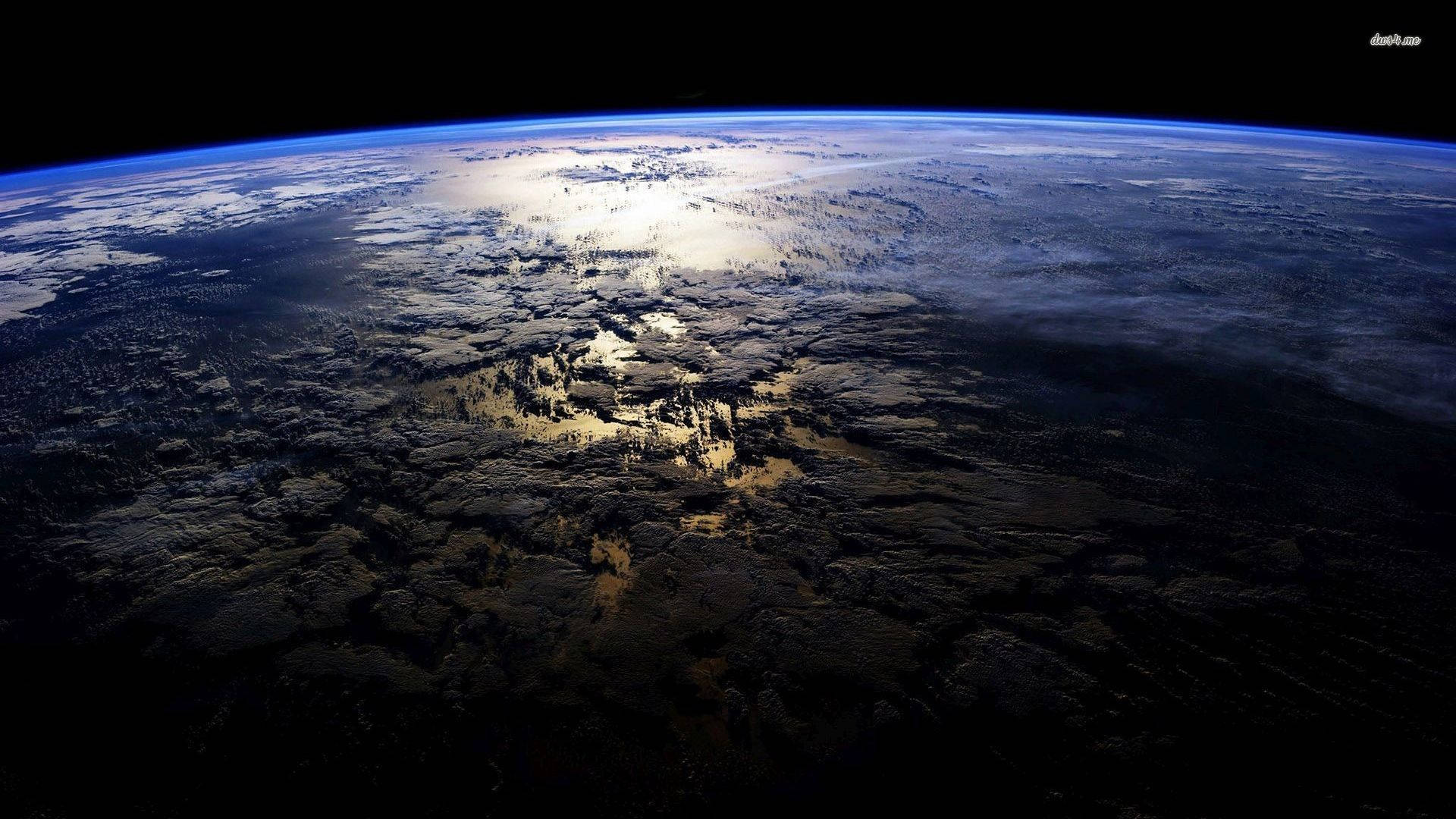 Earth, space, glowing atmospheric band, Full HD Desktop Wallpaper