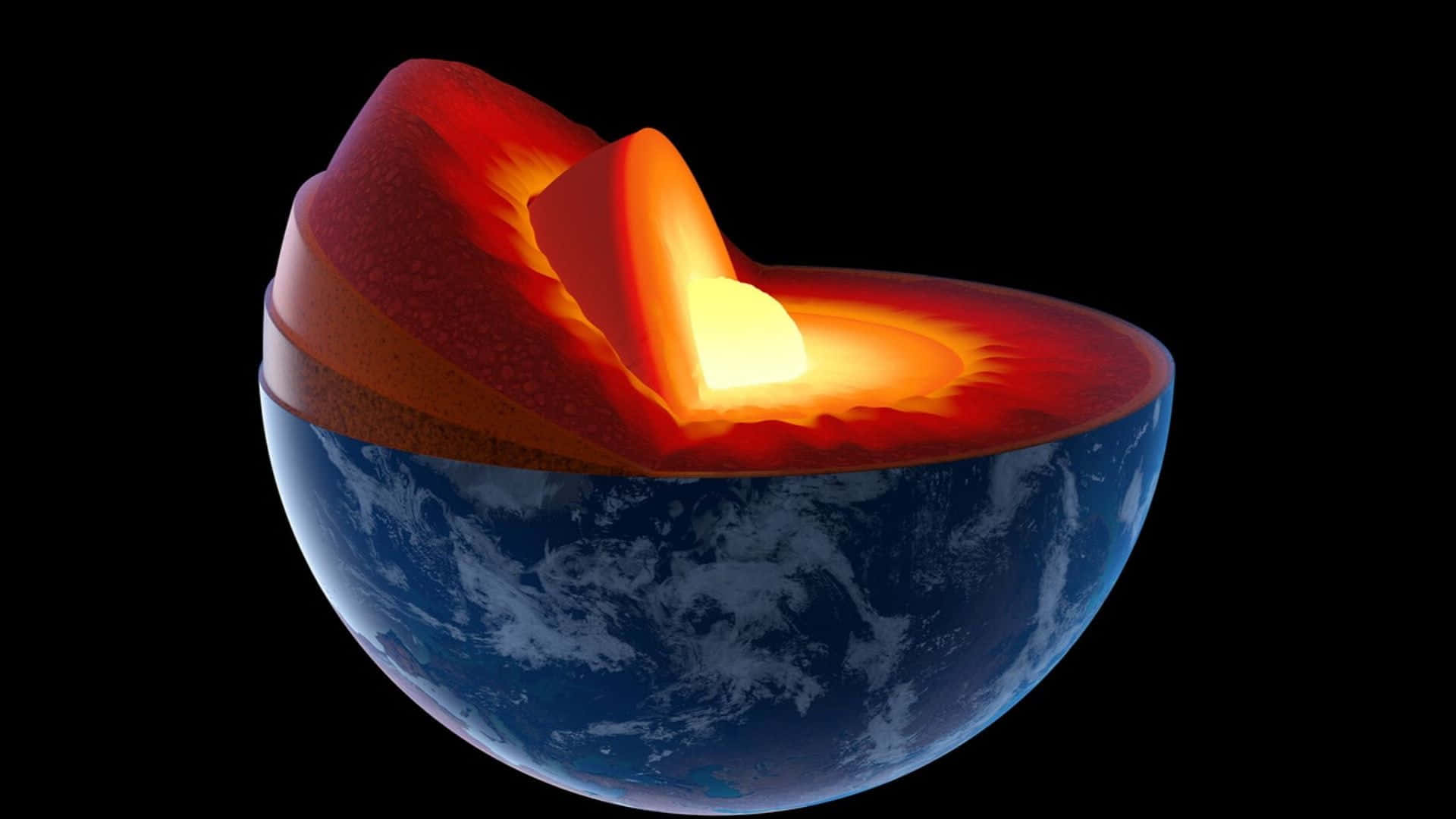 Earth, glowing molten core, layered interior, Full HD Desktop Wallpaper