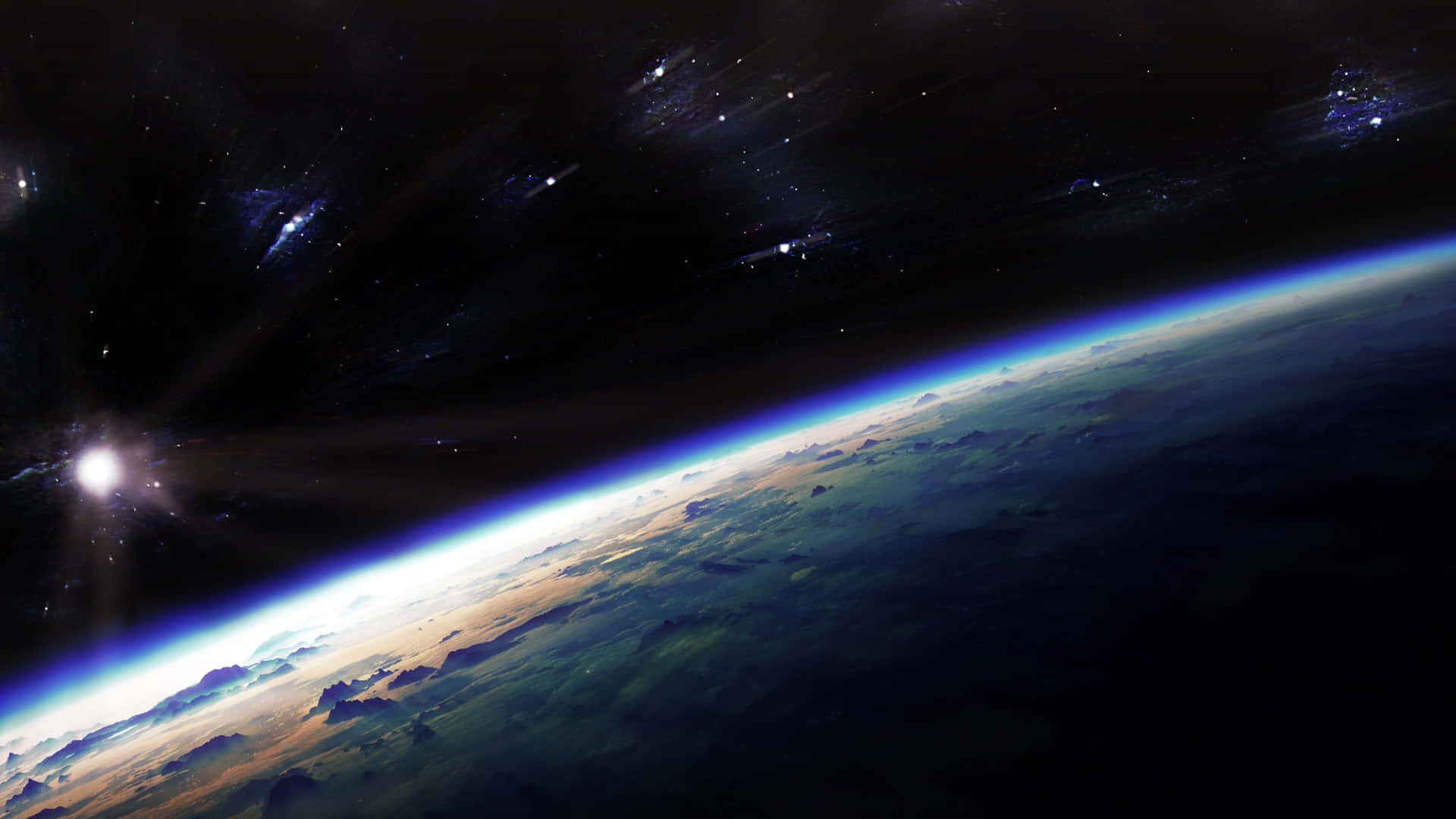 Earth, space, curved horizon, Full HD Desktop Wallpaper