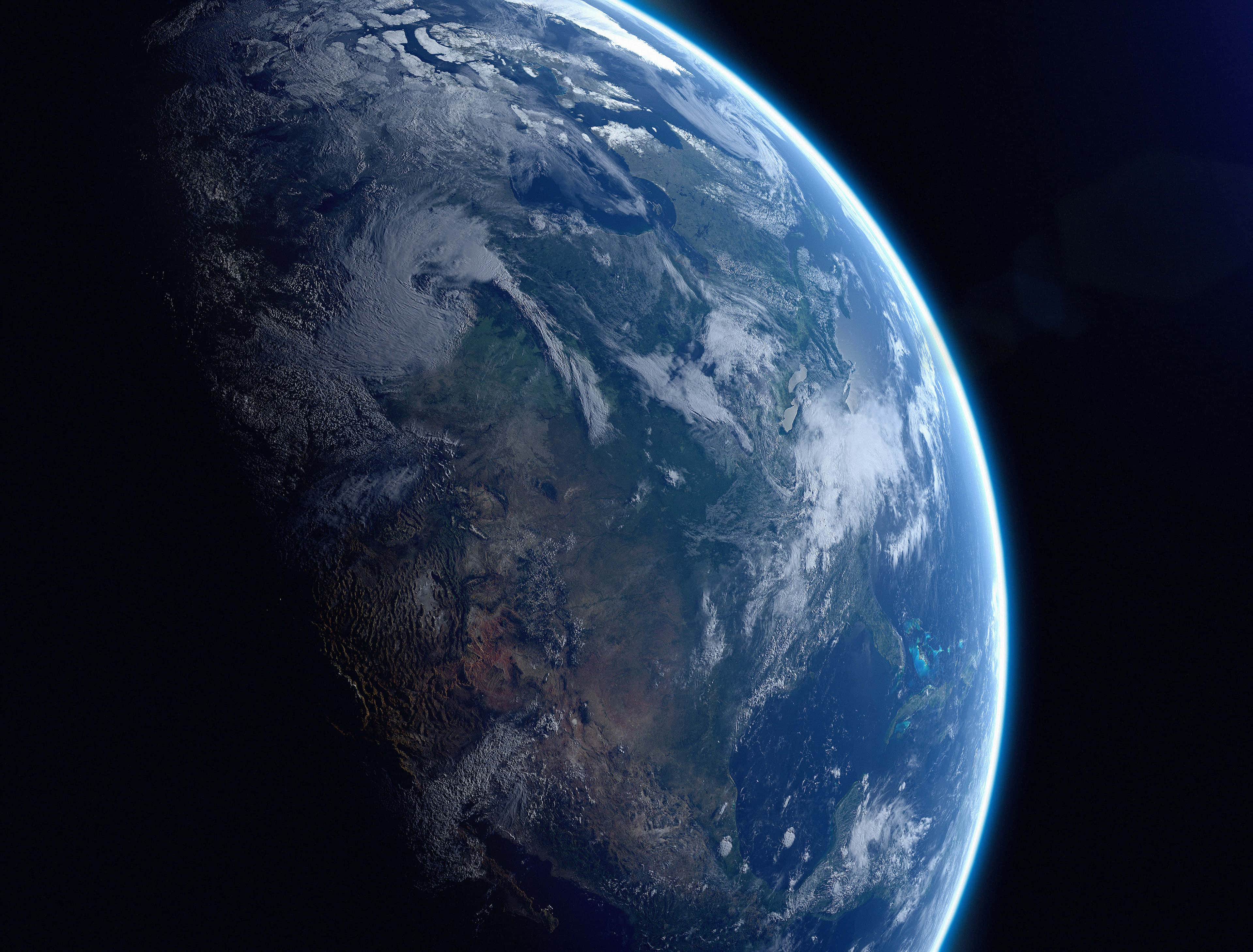 Earth, outer space, swirling clouds, 4K Desktop Wallpaper