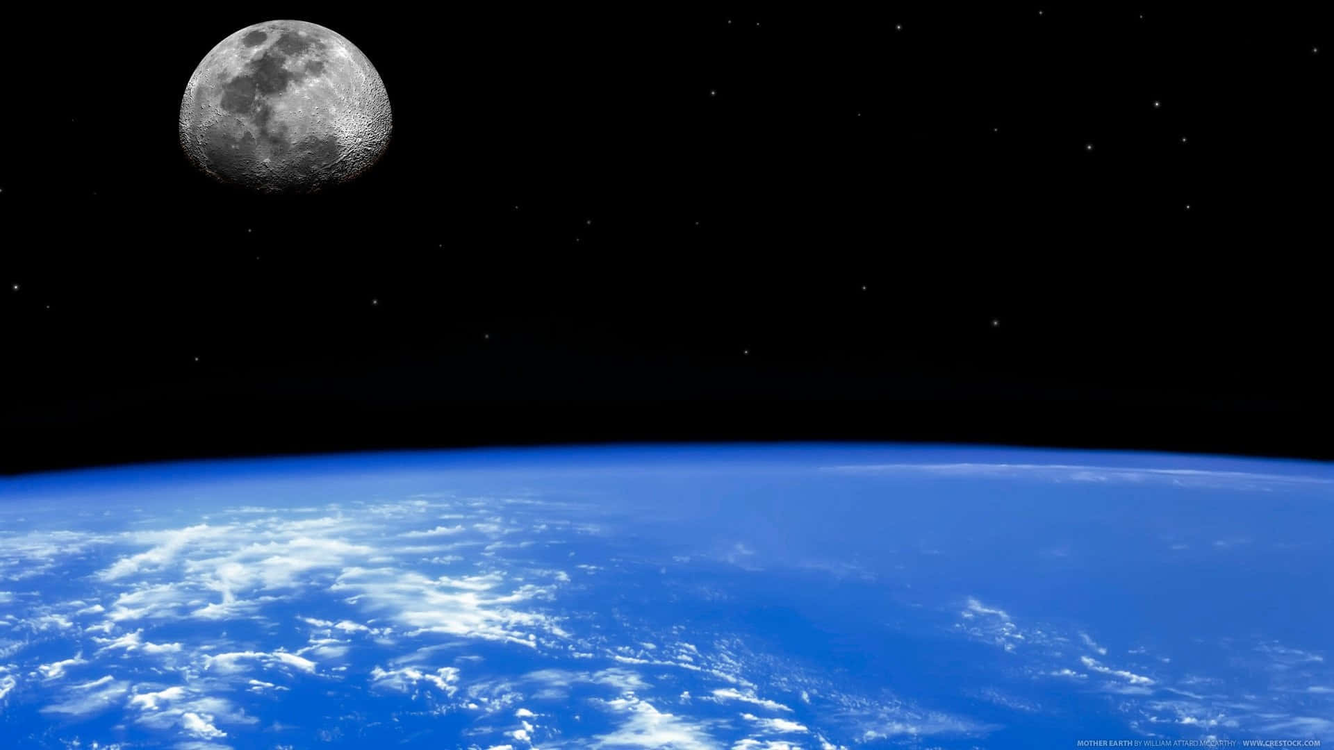 Earth, blue curved horizon, white clouds, Full HD Desktop Wallpaper