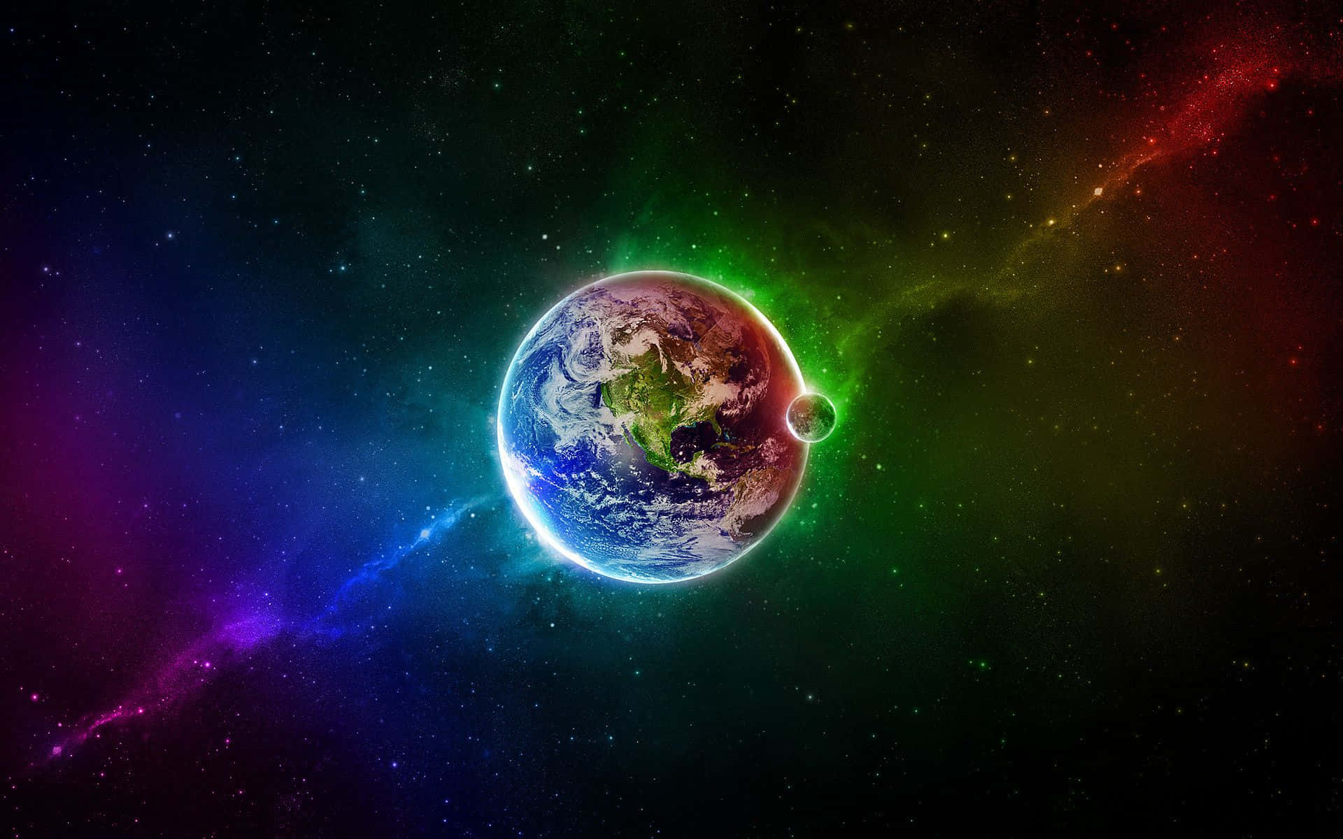 Earth, auroras, cosmic backdrop, Full HD Desktop Wallpaper