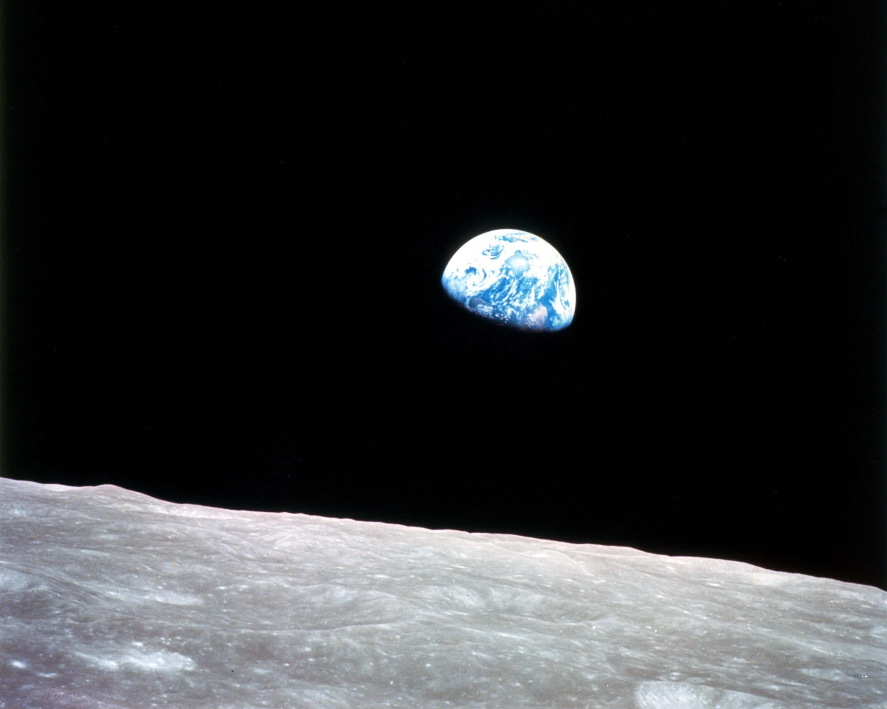 Earth, lunar surface, space, 2K Desktop Wallpaper