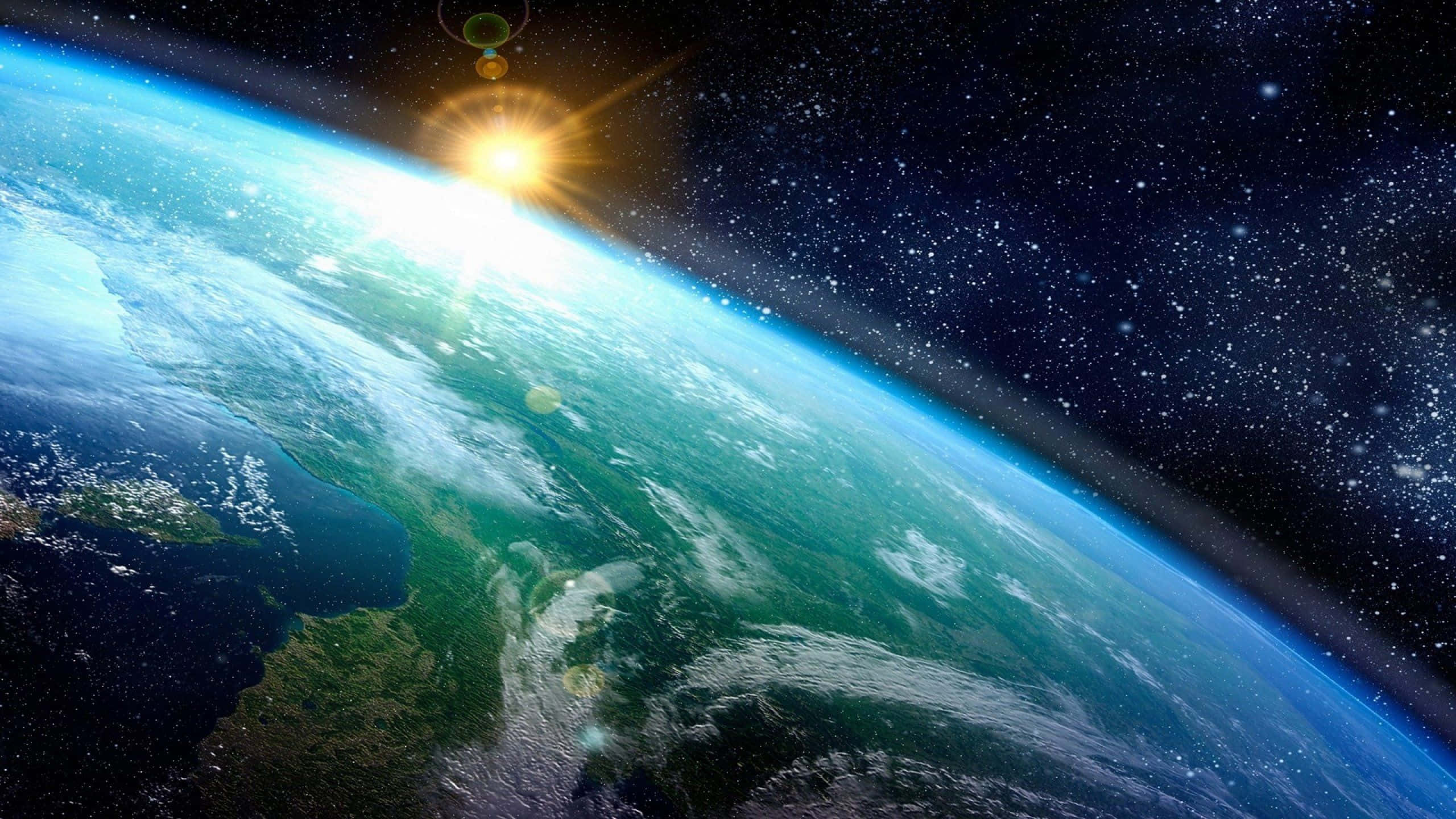 Earth, outer space, sunrise, 2K Desktop Wallpaper