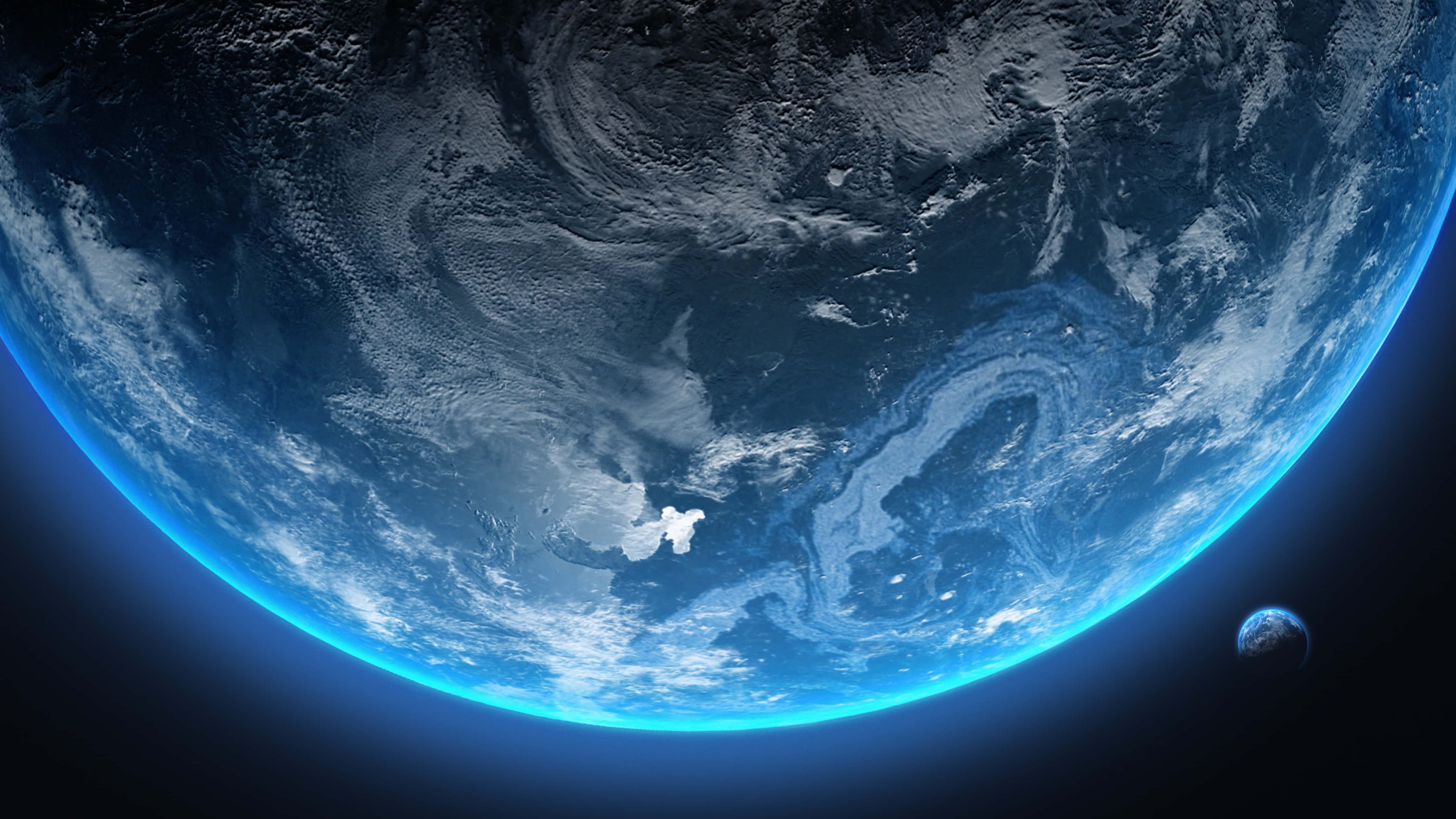 Earth, space, swirling clouds, 4K Desktop Wallpaper