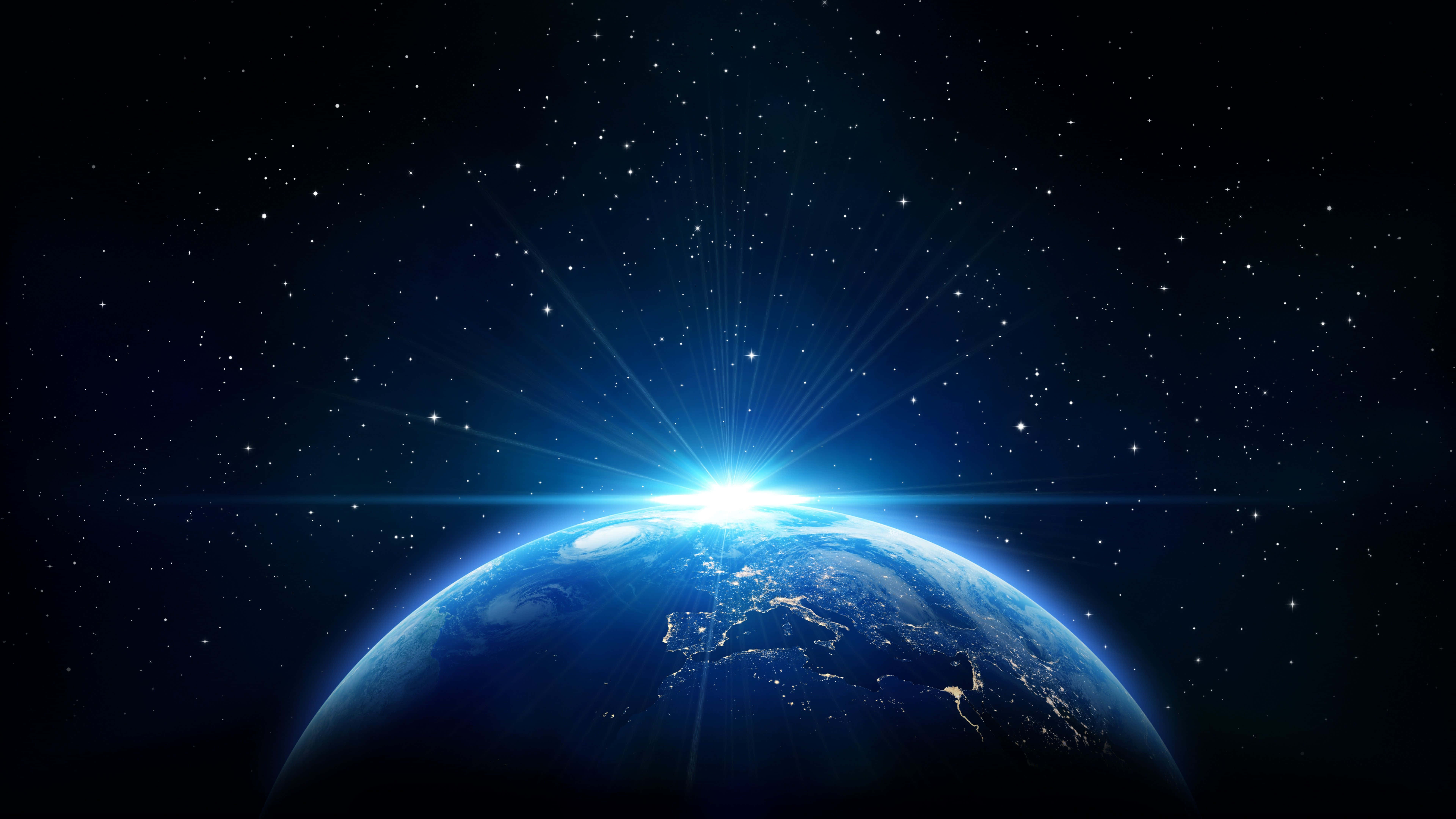 Earth, sunrise, curved horizon, 8K Desktop Wallpaper
